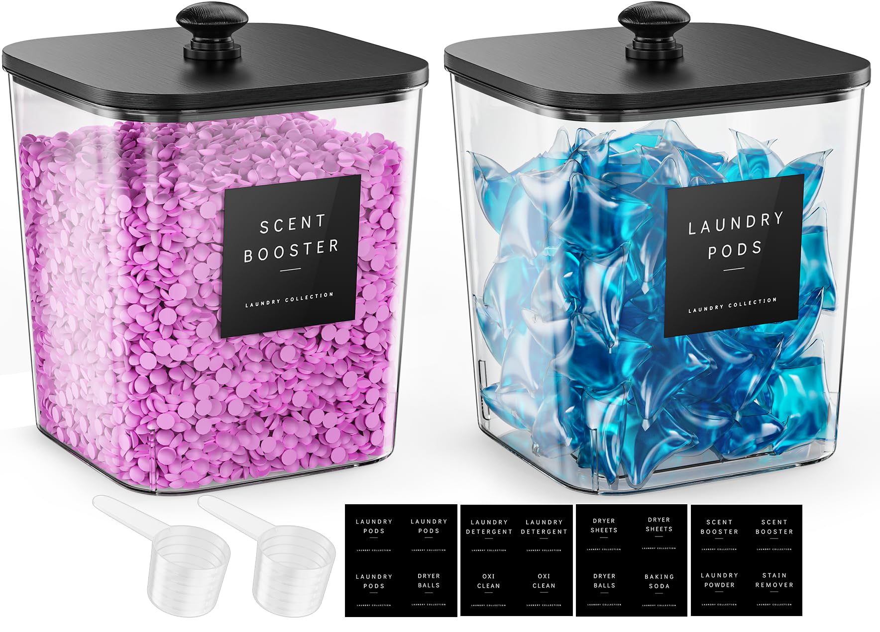 Four Pack Clear Laundry Pod and Detergent Storage Containers