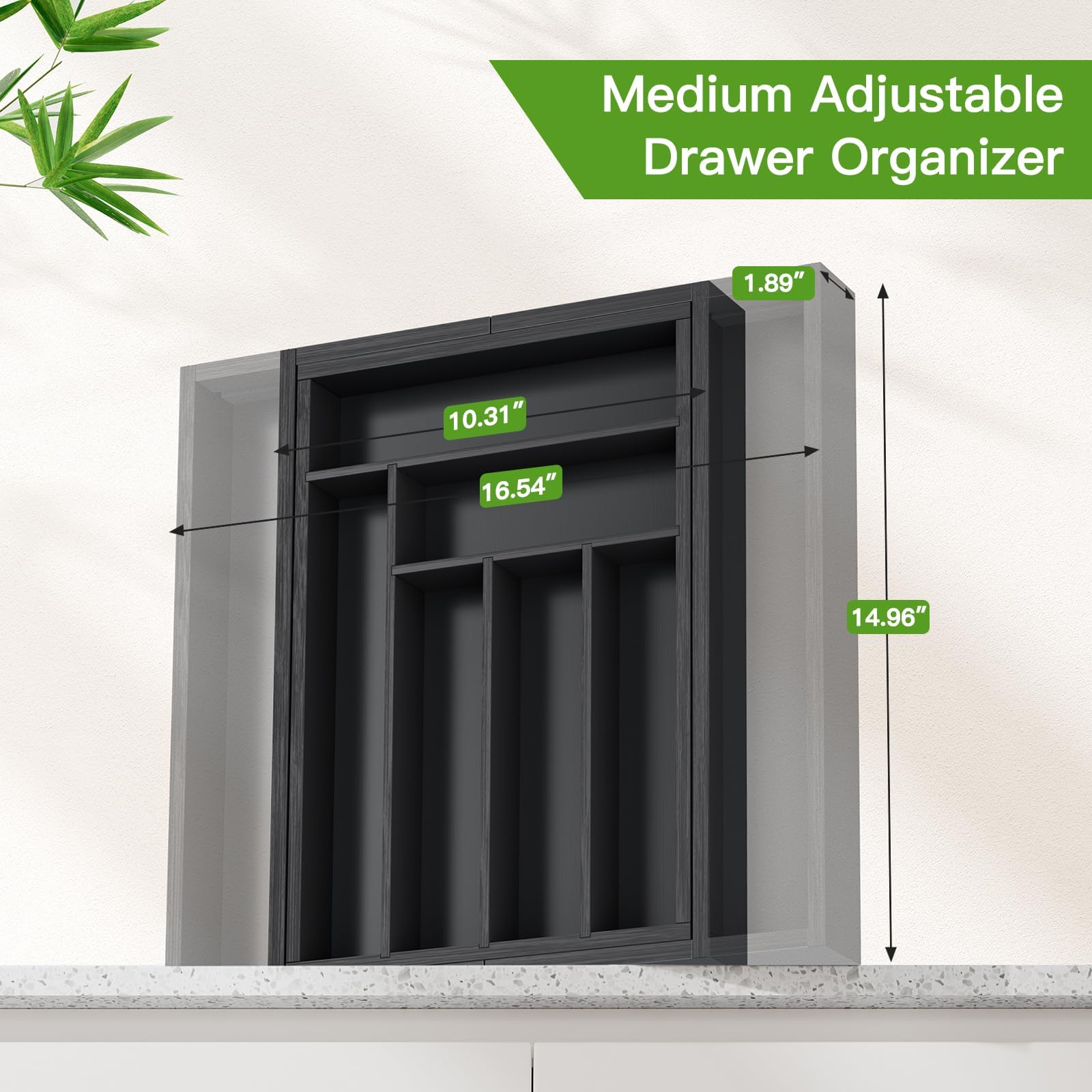 Expandable Bamboo Silverware and Cutlery Tray Organizer