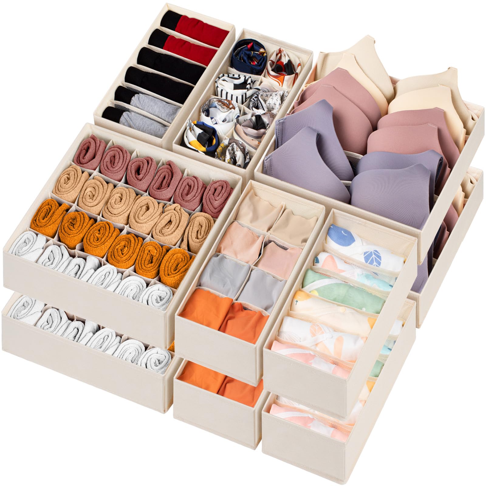 Foldable Fabric Drawer Organizers for Underwear Socks Bras and Ties