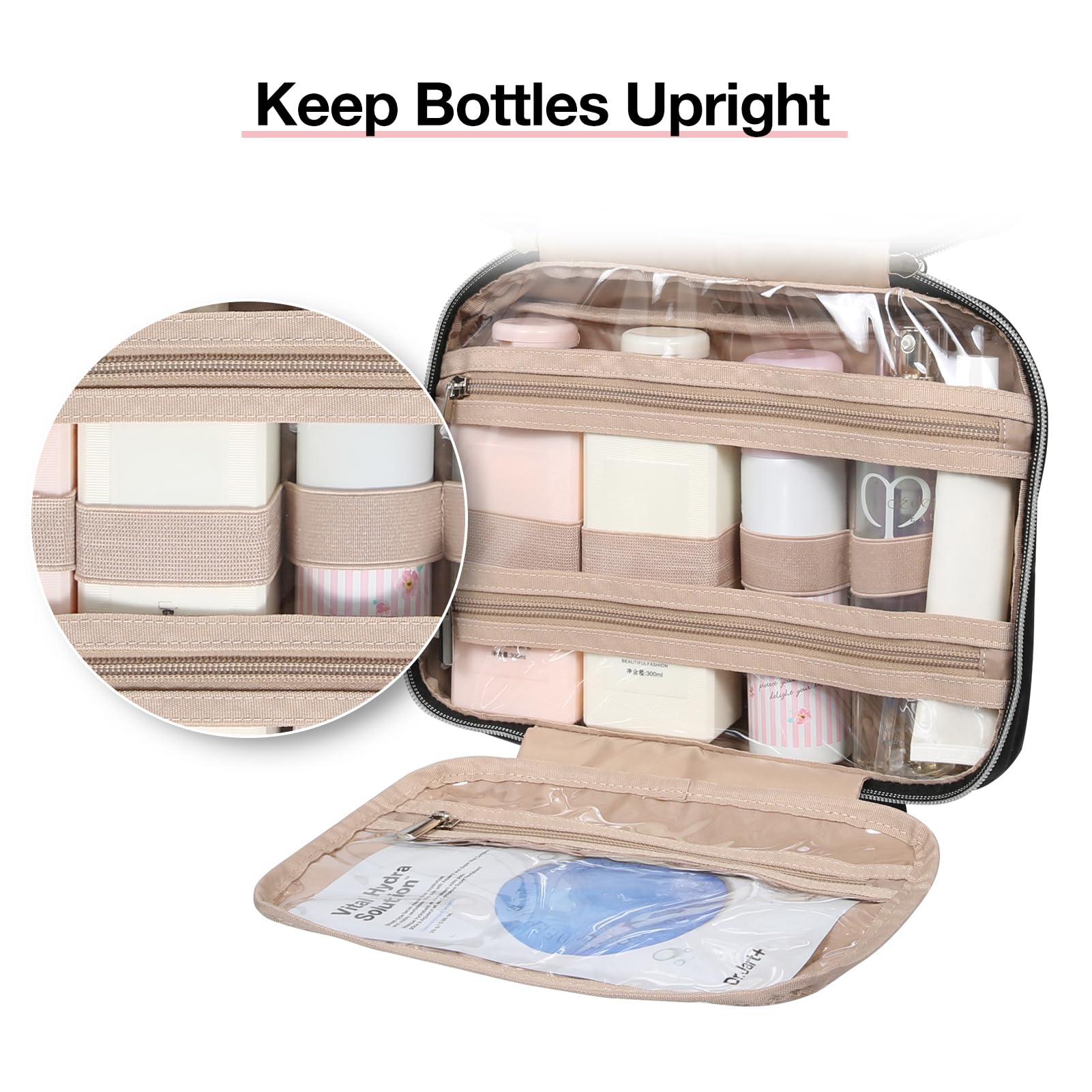Hanging Travel Toiletry and Makeup Organizer with Transparent Cosmetic Bag