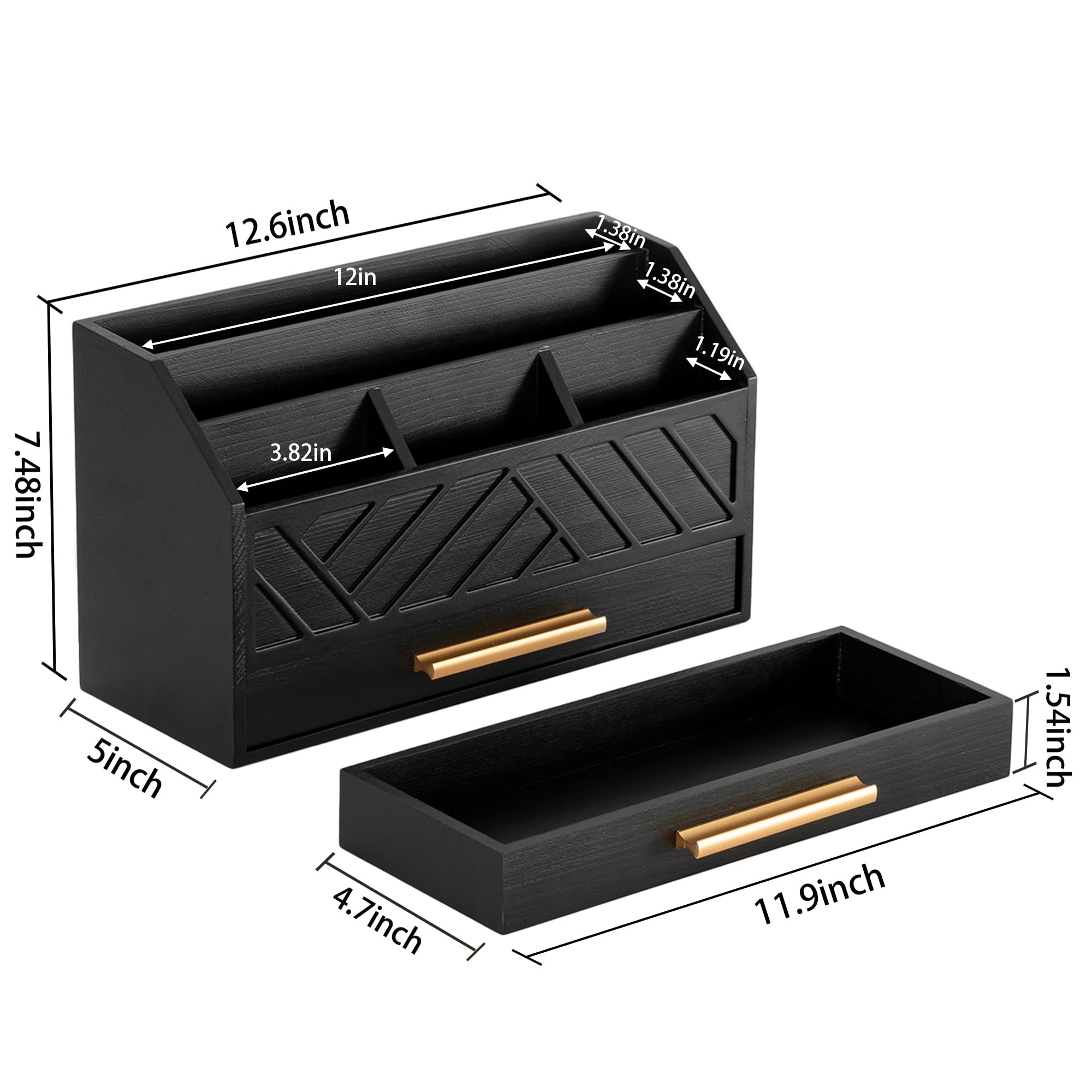 Wood Desk Organizer with Drawer Mail and File Holder