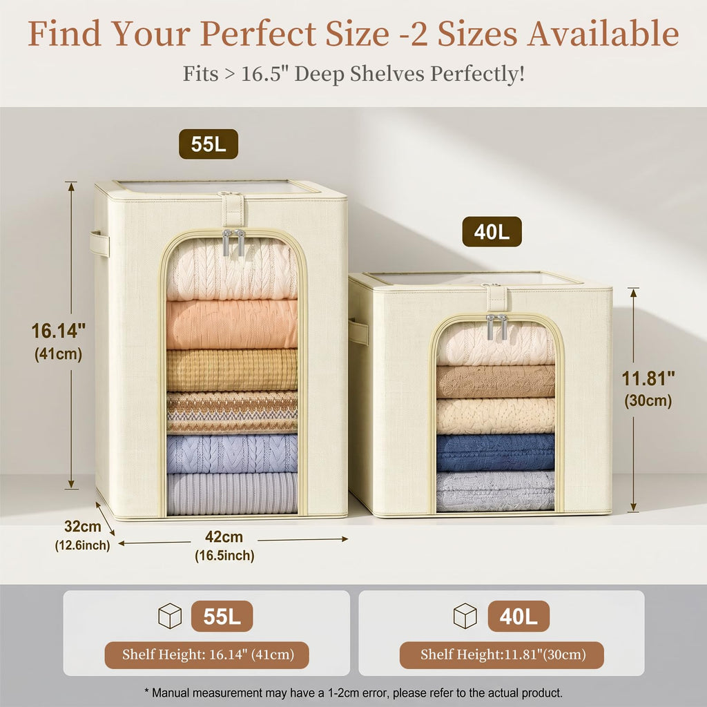 Clothes Storage Bins with Metal Frame for Closet Organization