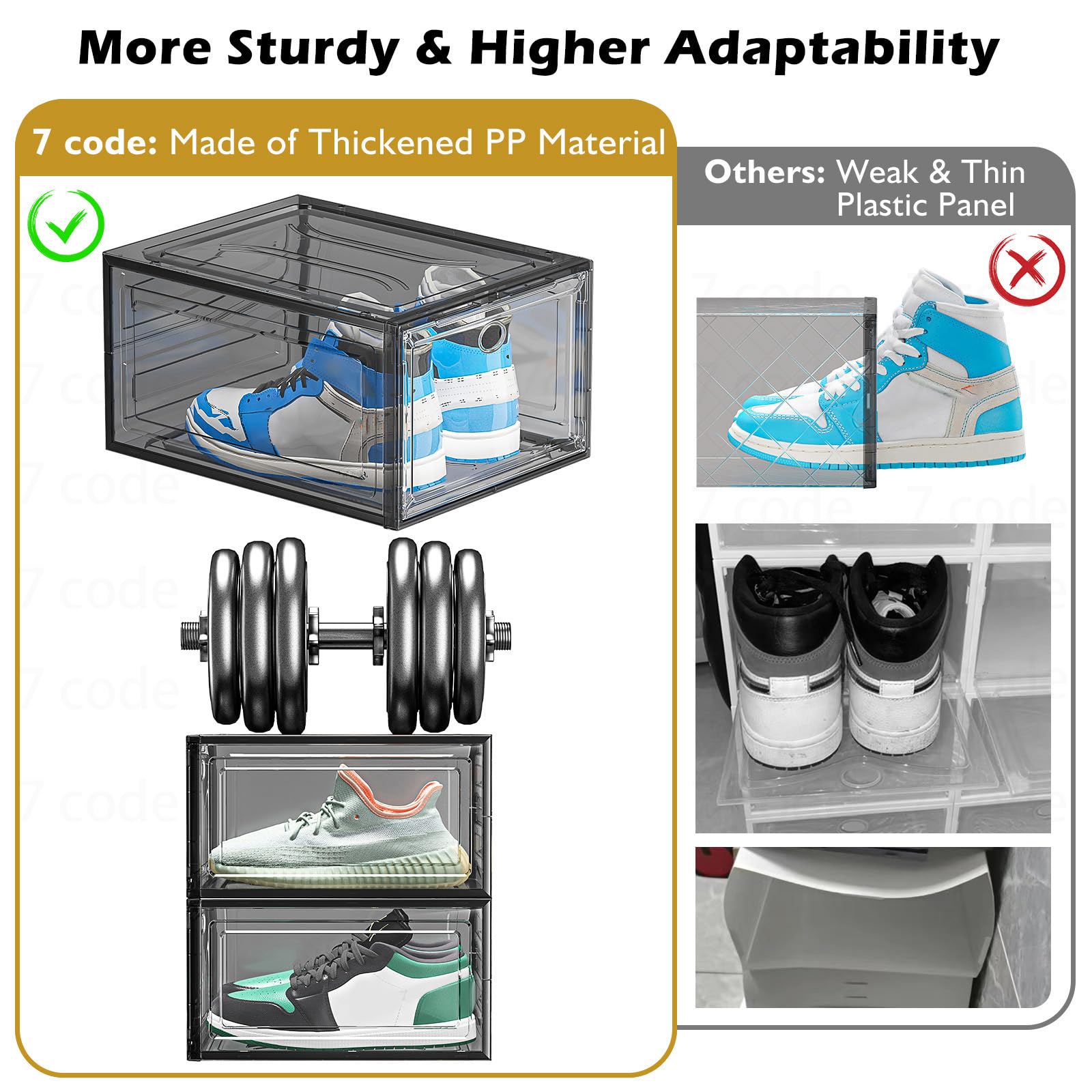 Sturdy Clear Stackable Shoe Storage Boxes with Magnetic Doors