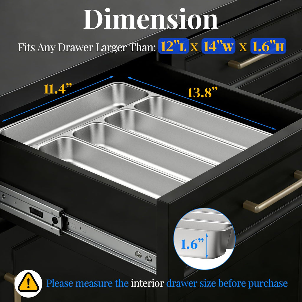 Stainless Steel Silverware and Cutlery Organizer