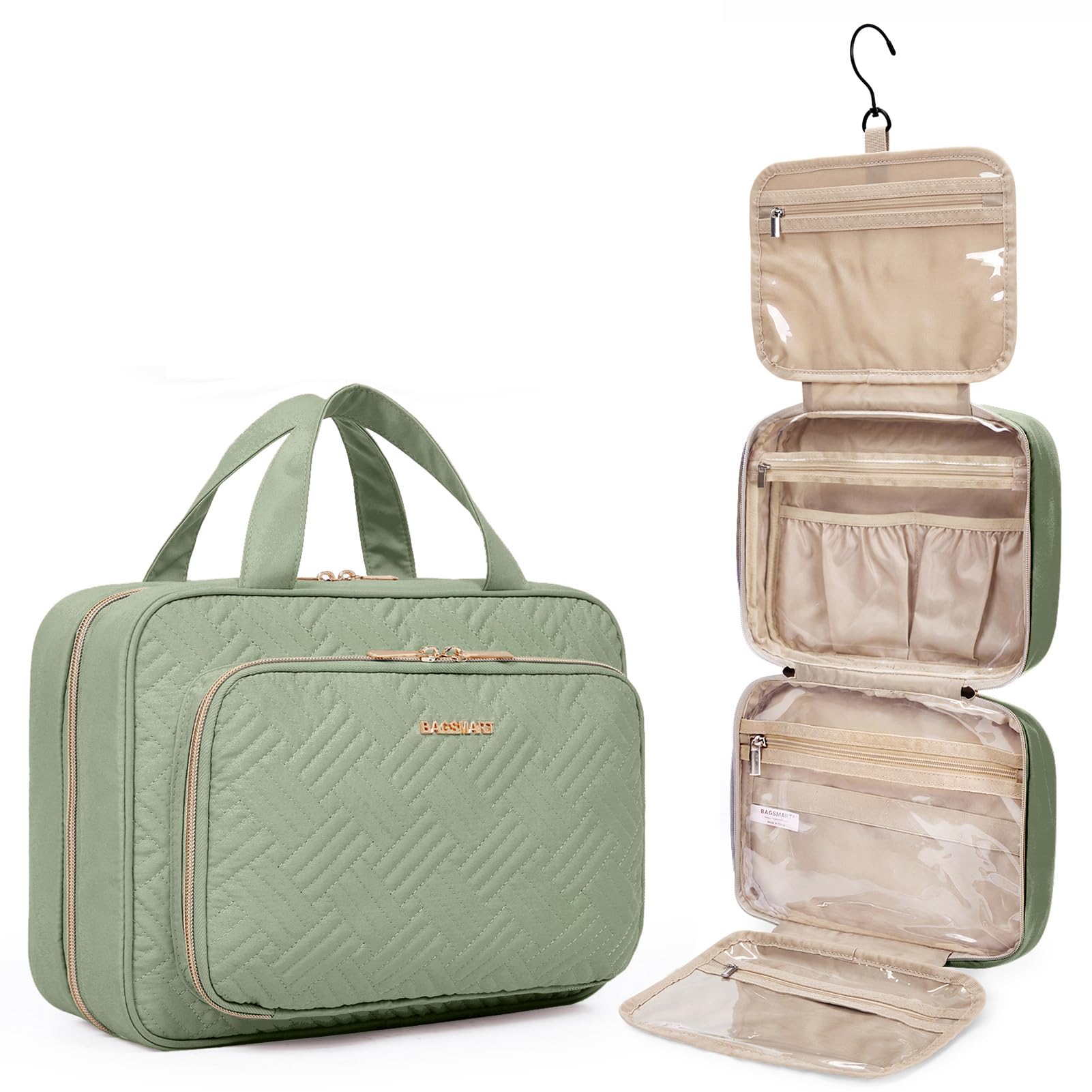 Hanging Travel Toiletry and Makeup Organizer with Transparent Cosmetic Bag