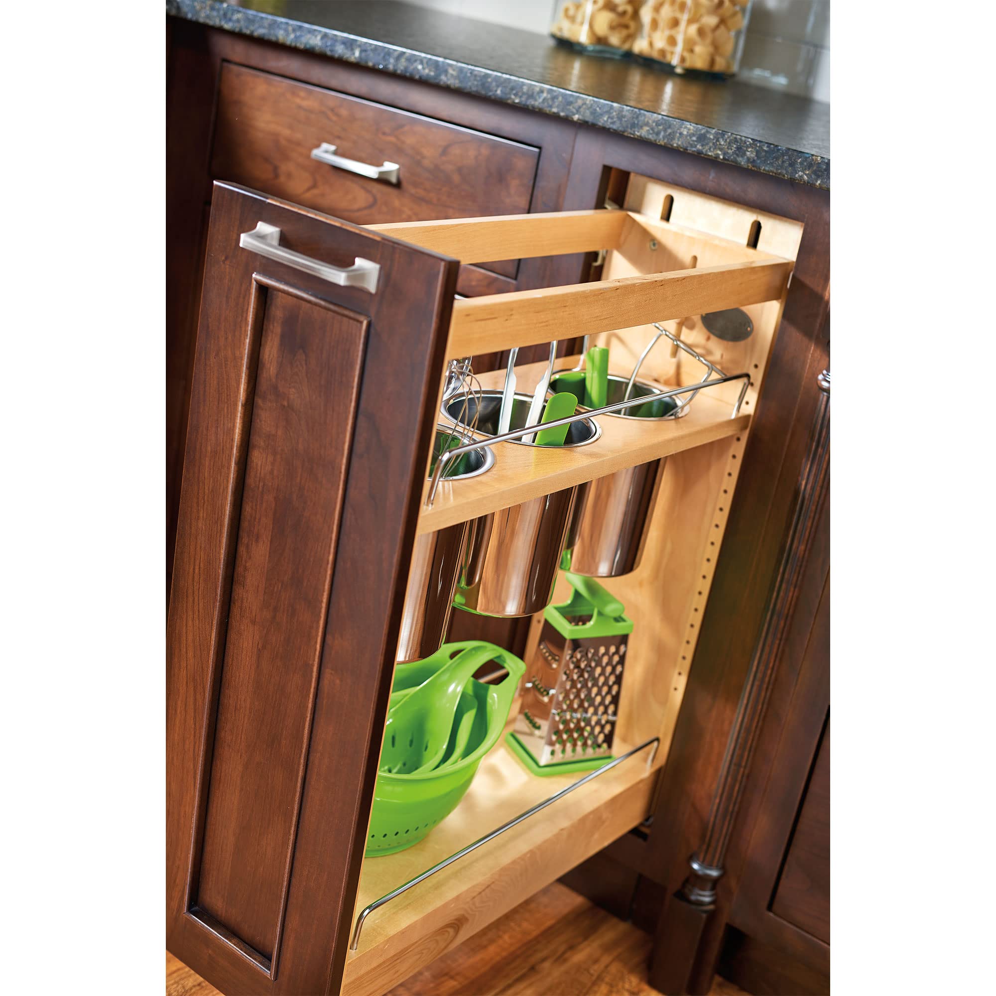 5 Inch Base Cabinet Organizer with Three Storage Bins