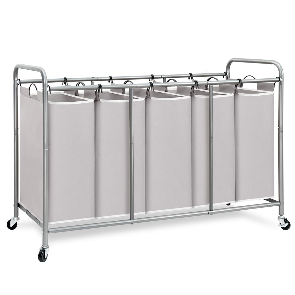 Rolling Laundry Sorter Hamper with Divided Compartments