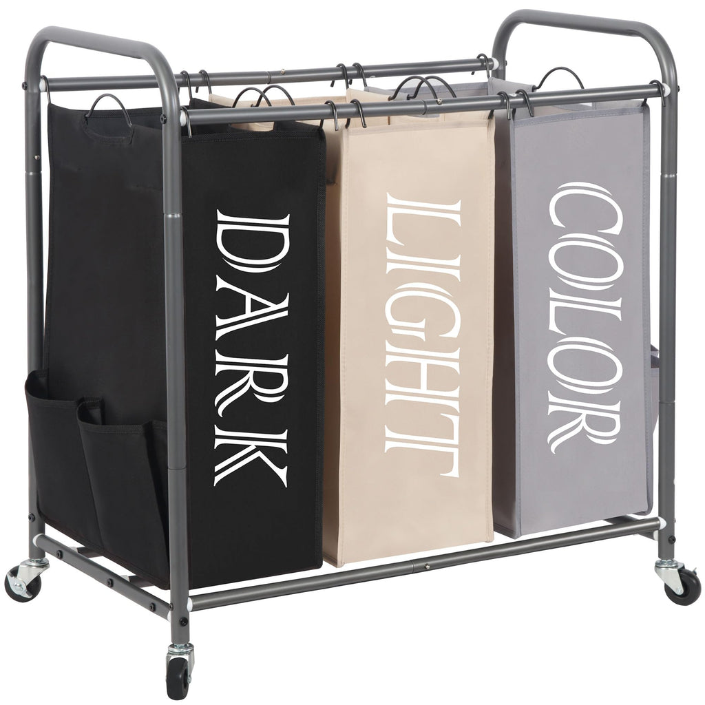Rolling Laundry Sorter Hamper with Divided Compartments