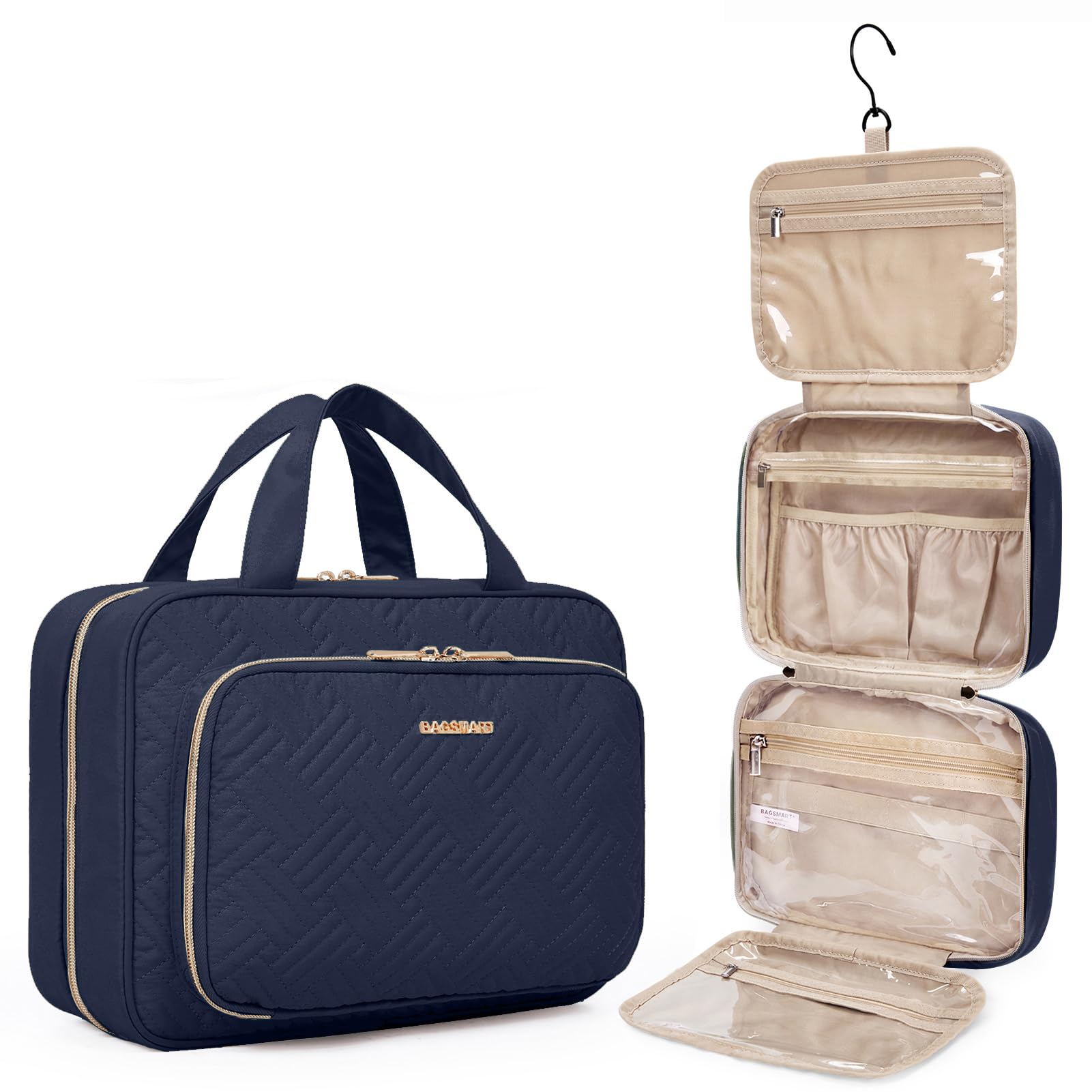 Hanging Travel Toiletry and Makeup Organizer with Transparent Cosmetic Bag