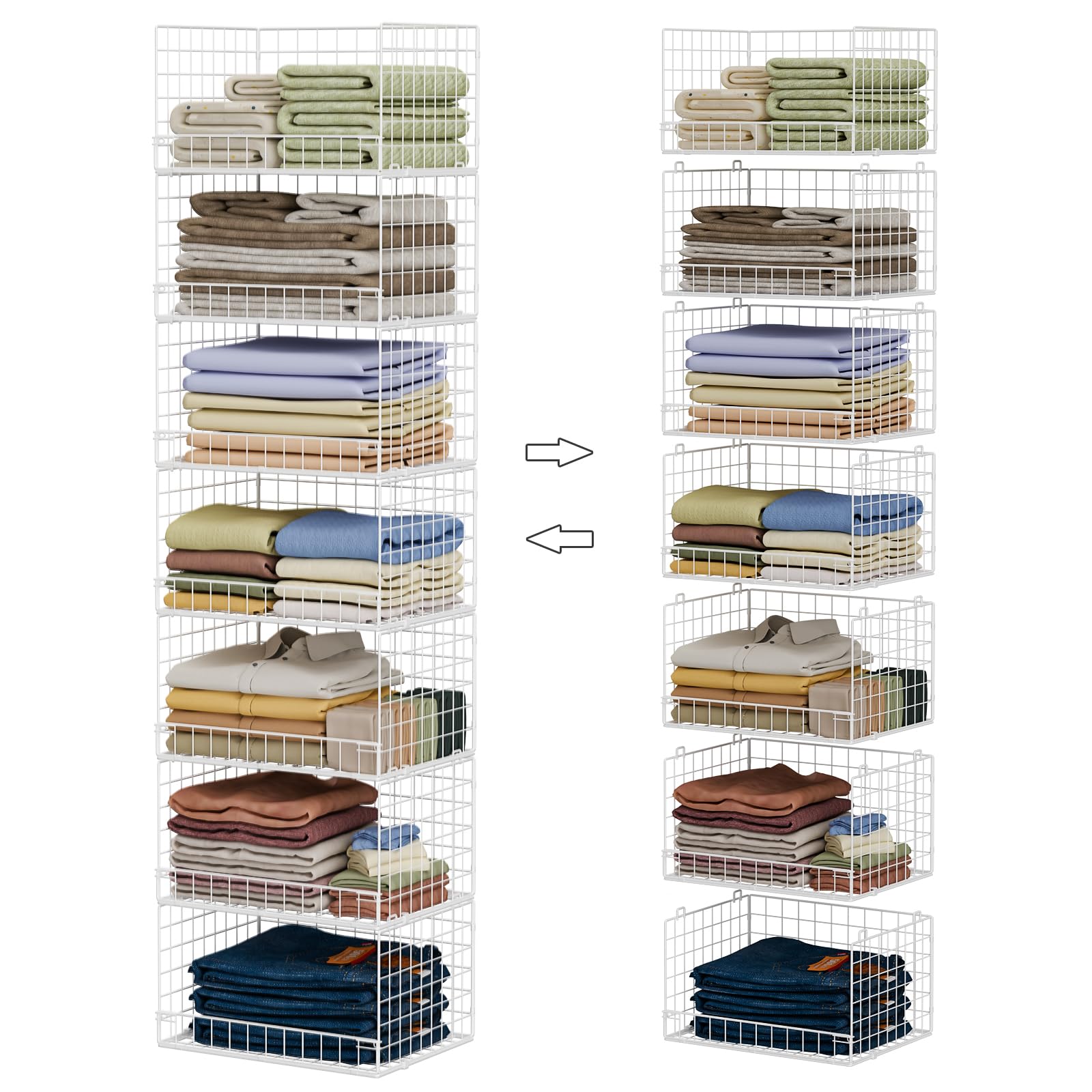 Four Tier Stackable Closet Storage Shelves