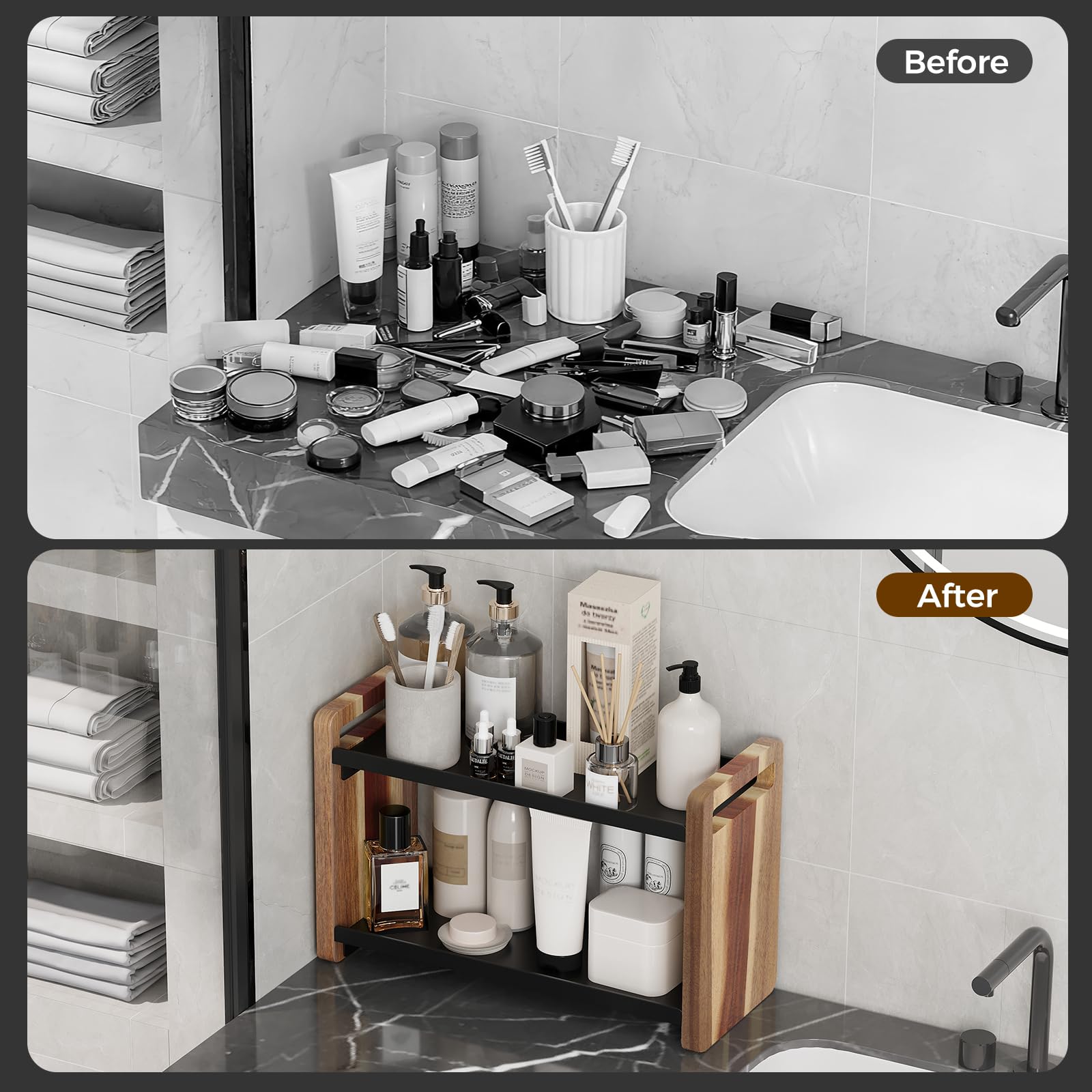 Bathroom Countertop Under Sink and Cabinet Spice Rack Organizer