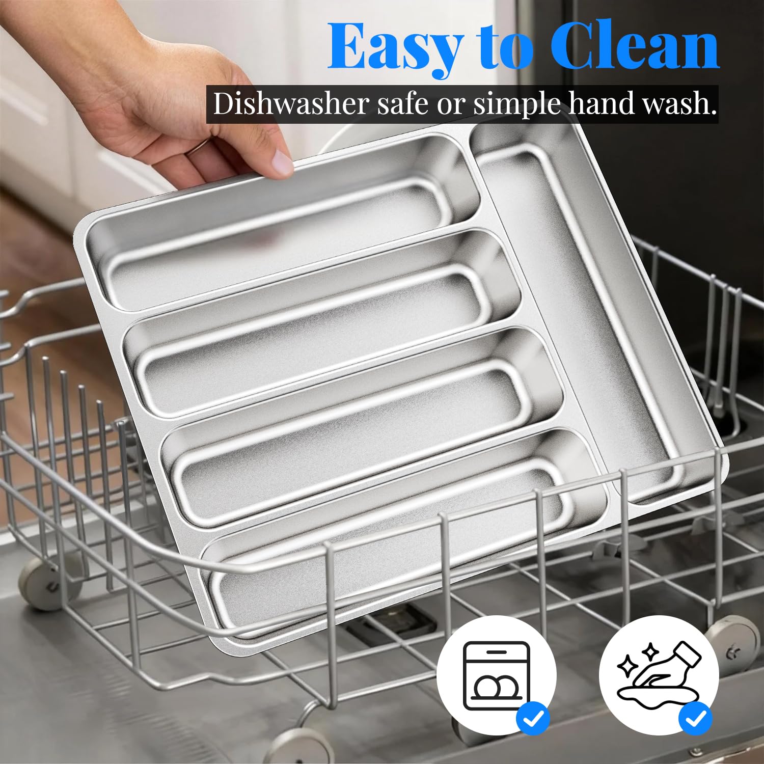Stainless Steel Silverware and Cutlery Organizer