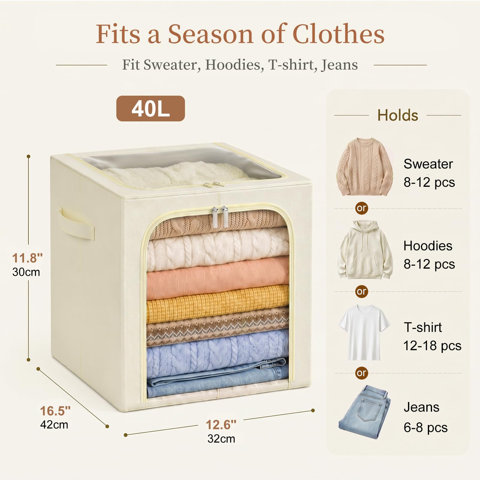 Clothes Storage Bins with Metal Frame for Closet Organization