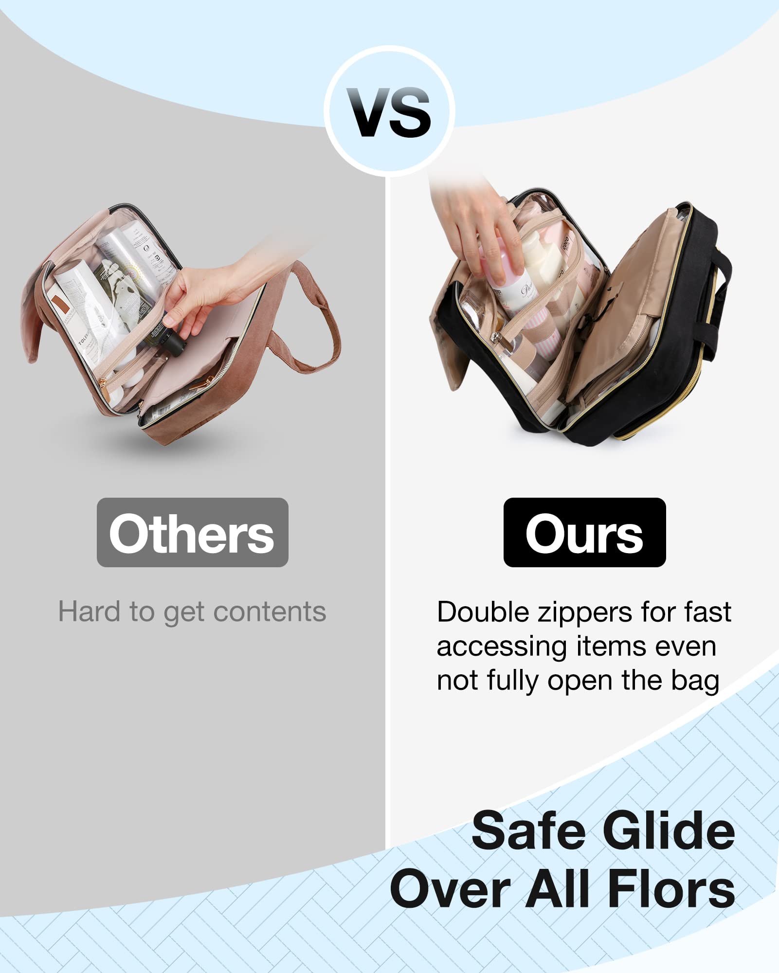 Hanging Travel Toiletry and Makeup Organizer with Transparent Cosmetic Bag