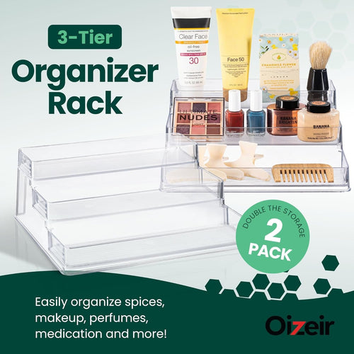Clear Three Tier Acrylic Spice Rack Organizer for Kitchen Cabinet