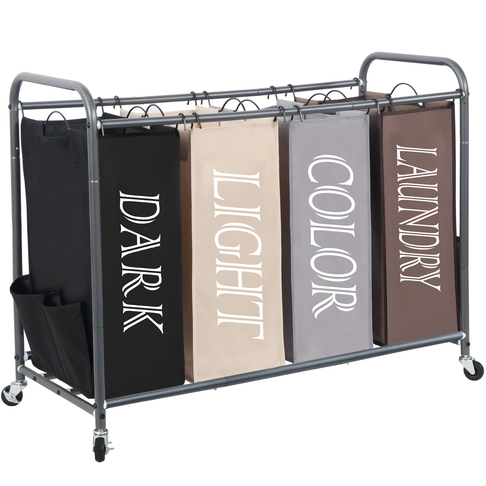 Rolling Laundry Sorter Hamper with Divided Compartments