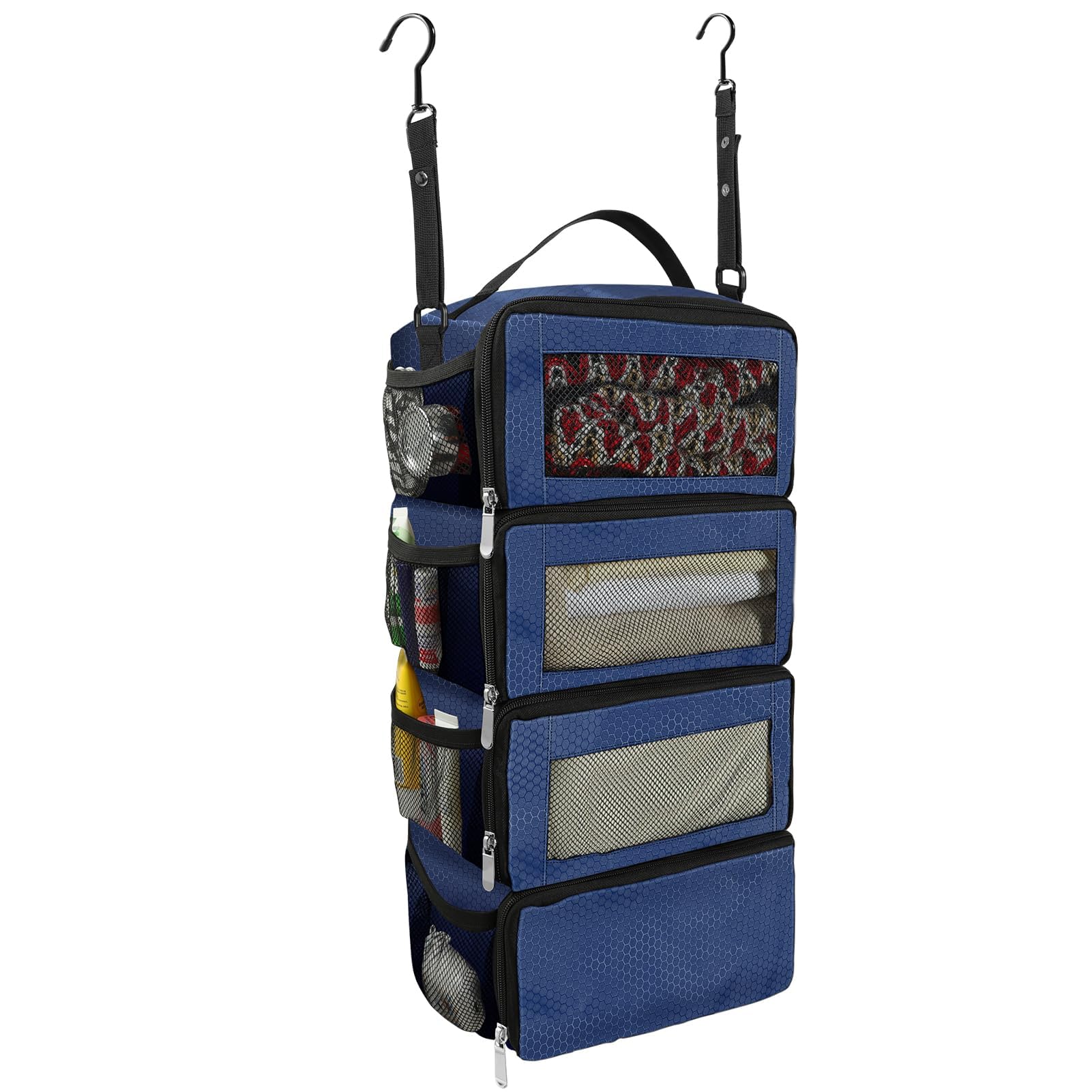 Collapsible Hanging Suitcase Organizer with Portable Travel Shelves
