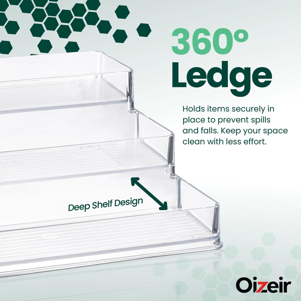 Clear Three Tier Acrylic Spice Rack Organizer for Kitchen Cabinet