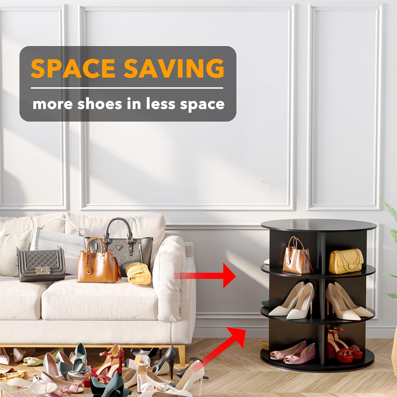 Seven Tier Rotating Shoe Rack Tower for Shoes and Handbags