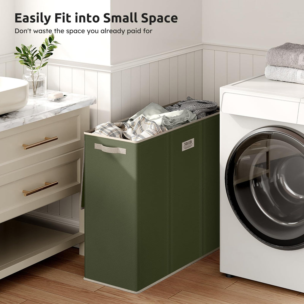 Extra Large 180L Three Section Laundry Hamper with Lid and Handles