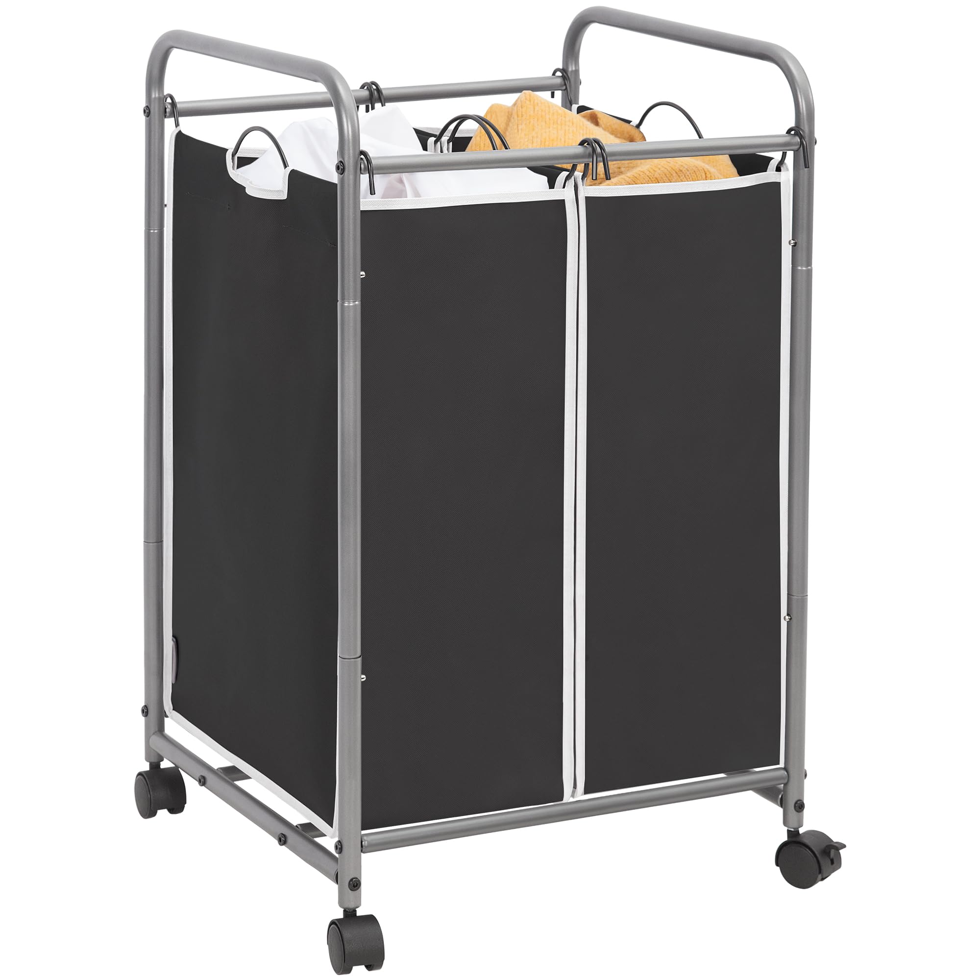 Rolling Laundry Sorter Hamper with Divided Compartments