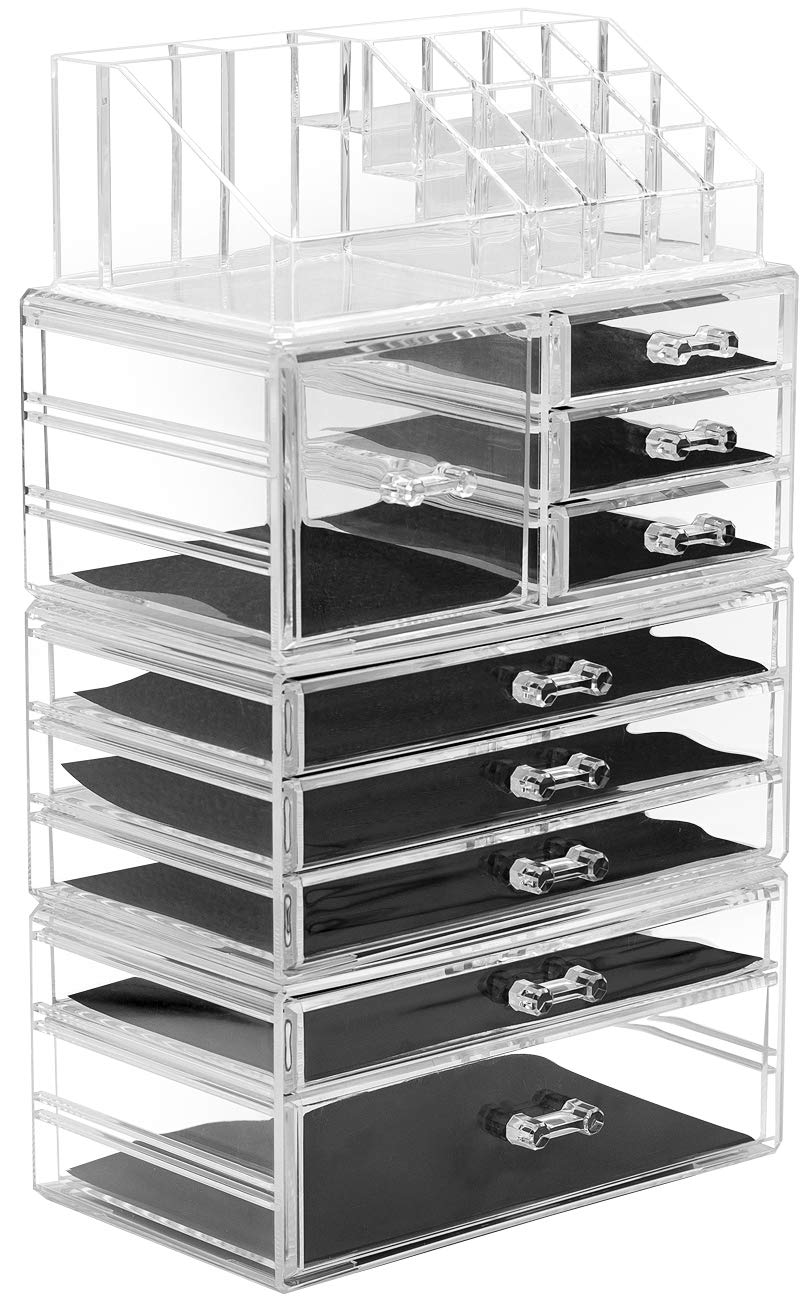 Large Clear Detachable Makeup and Jewelry Organizer for Vanity