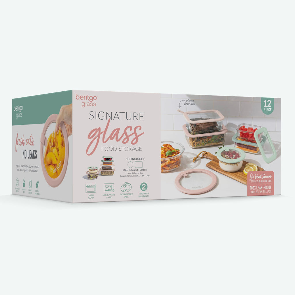 Twelve Piece Leakproof Glass Food Storage Containers with Airtight Lids