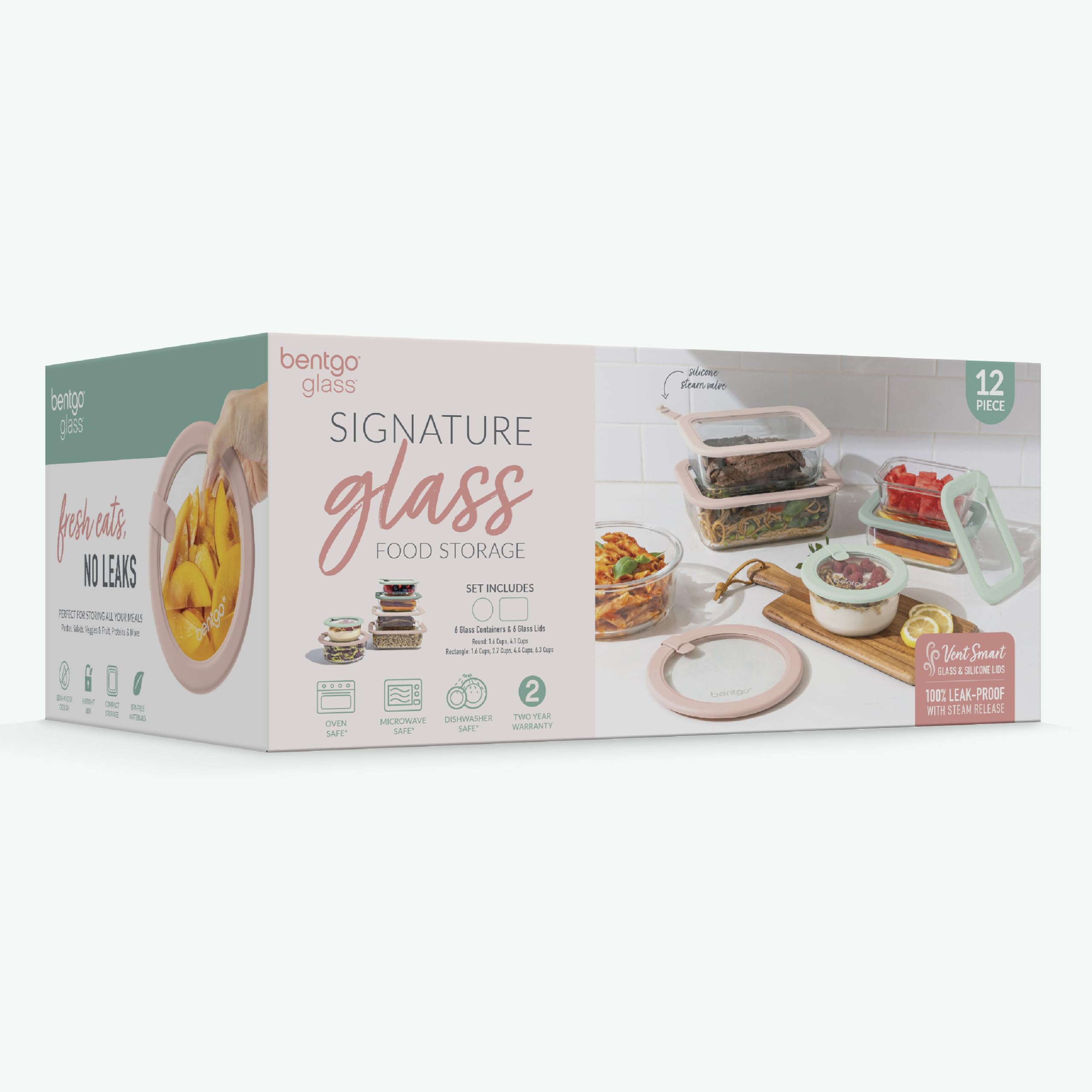 Twelve Piece Leakproof Glass Food Storage Containers with Airtight Lids
