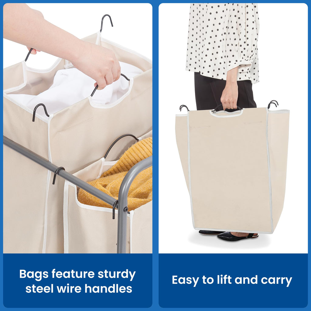Rolling Laundry Sorter Hamper with Divided Compartments