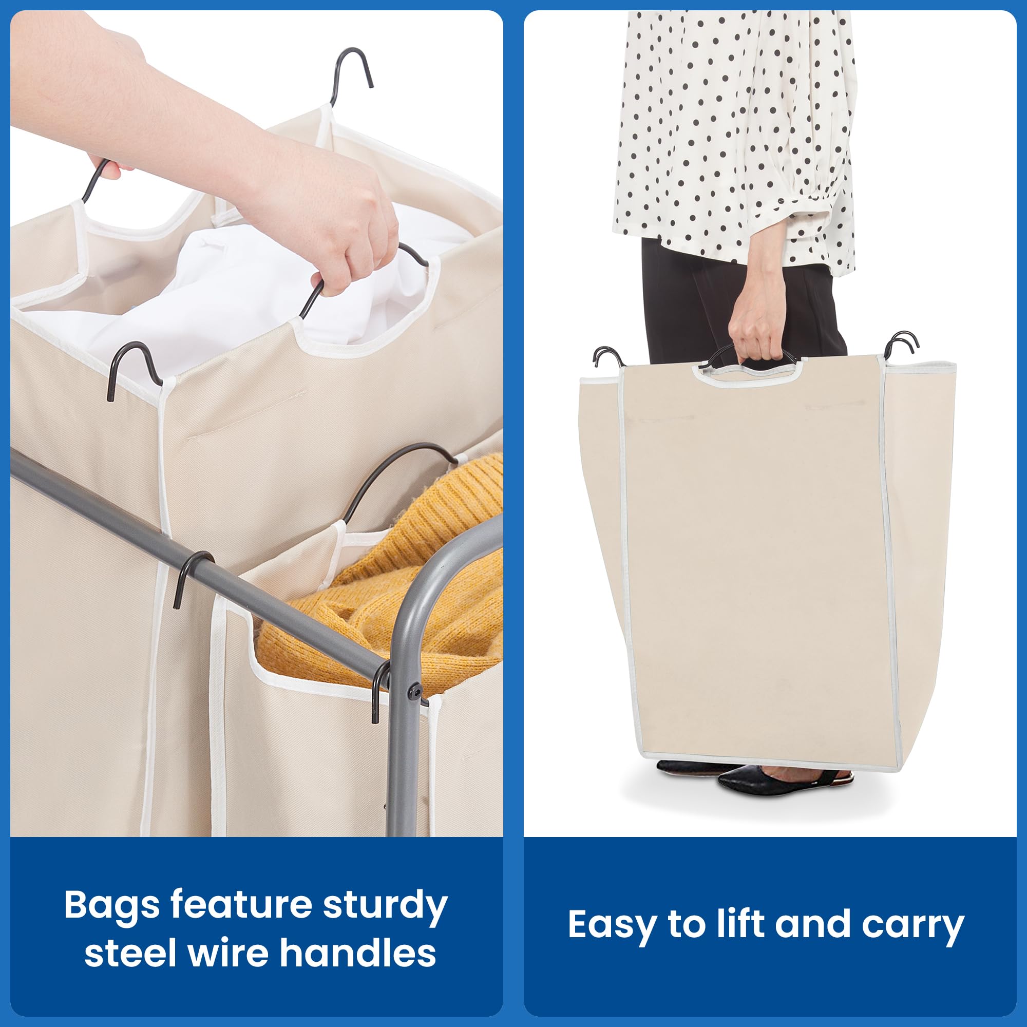 Rolling Laundry Sorter Hamper with Divided Compartments