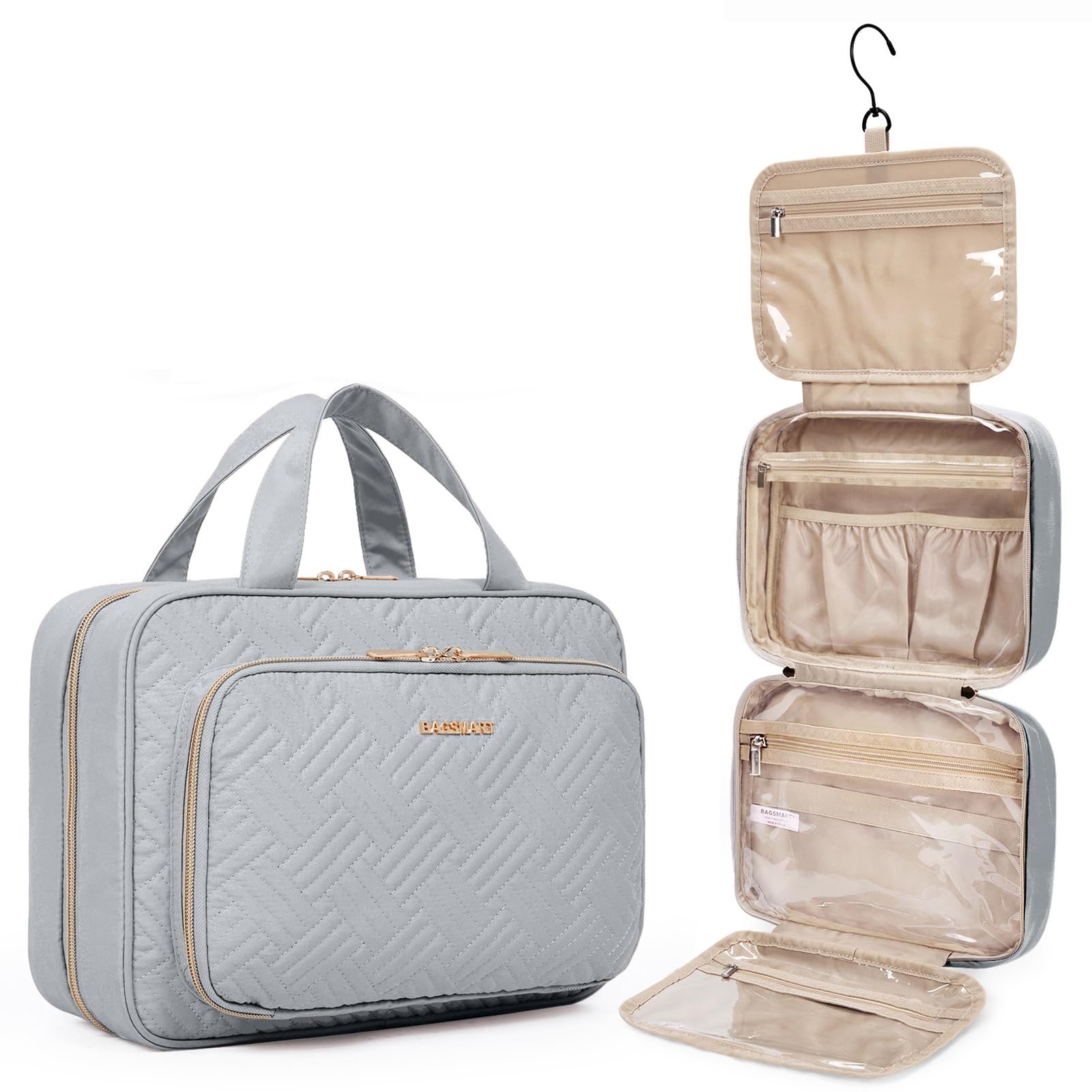 Hanging Travel Toiletry and Makeup Organizer with Transparent Cosmetic Bag