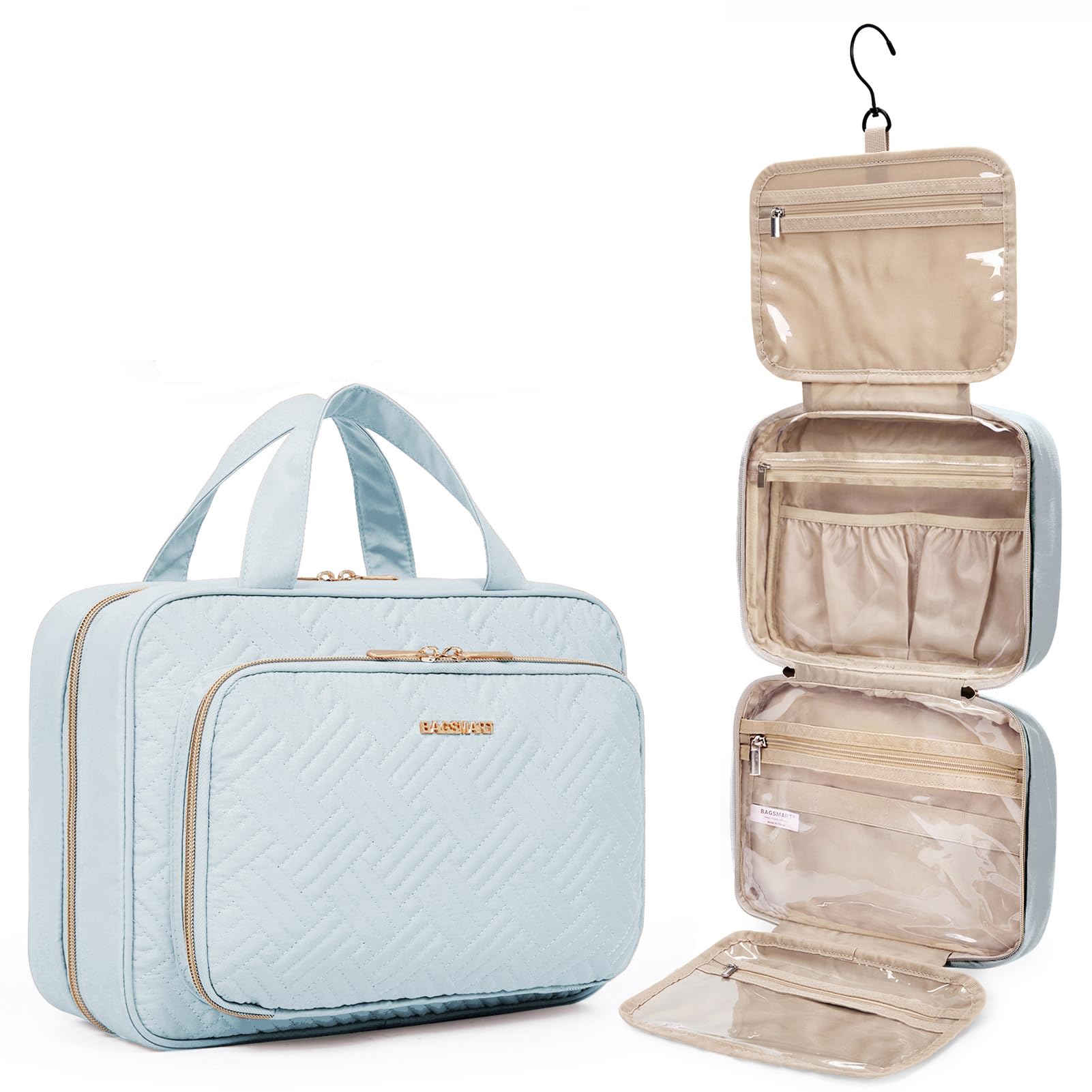 Hanging Travel Toiletry and Makeup Organizer with Transparent Cosmetic Bag