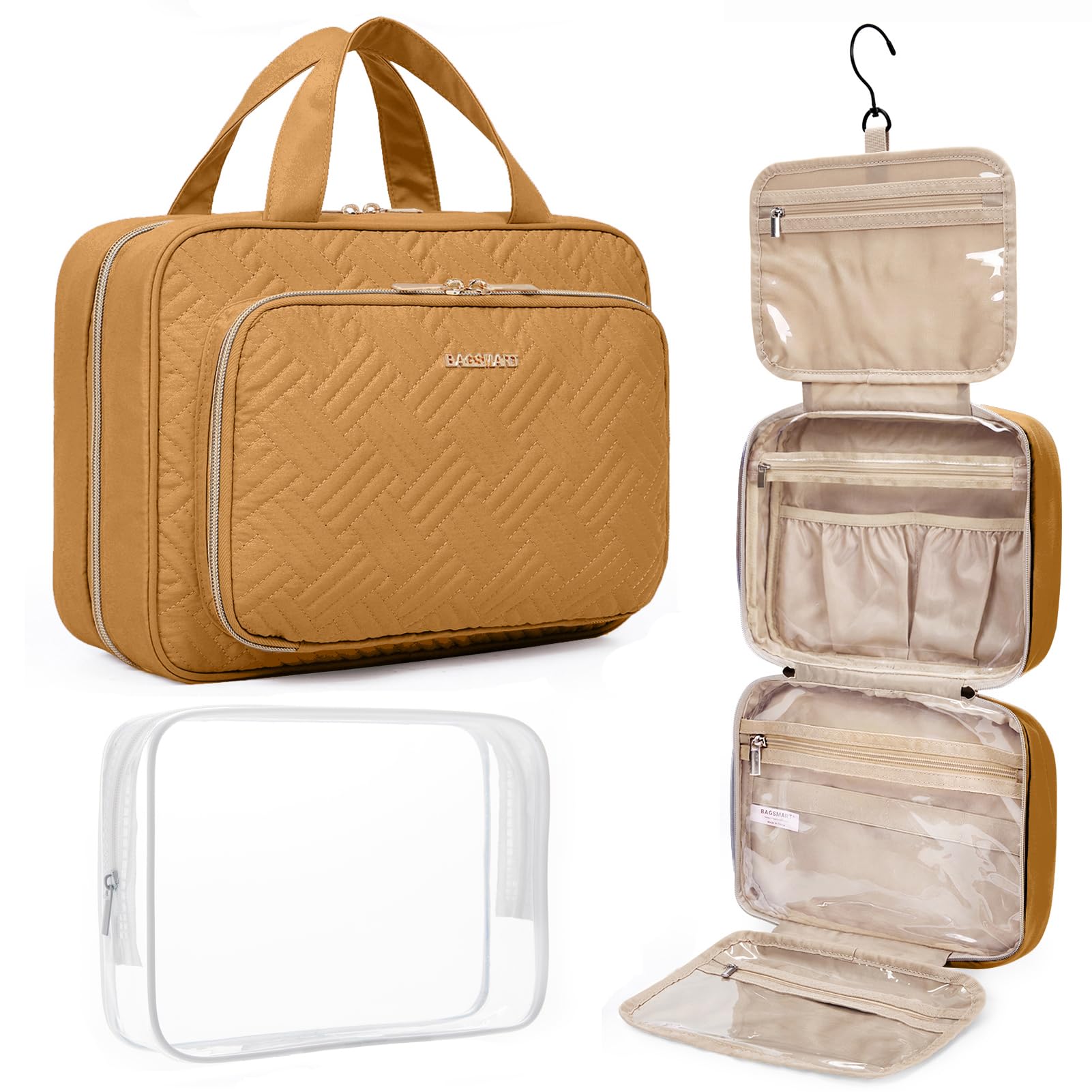 Hanging Travel Toiletry and Makeup Organizer with Transparent Cosmetic Bag