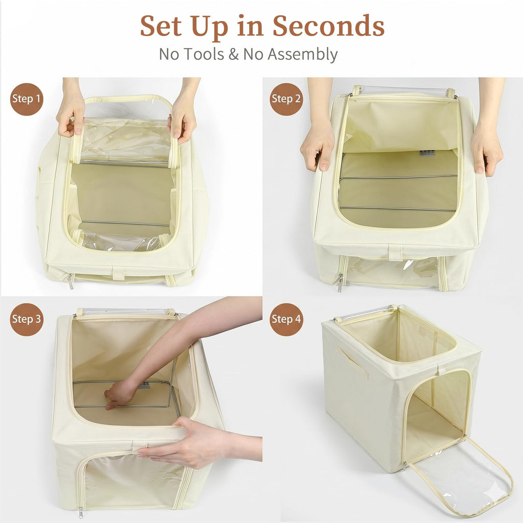 Clothes Storage Bins with Metal Frame for Closet Organization