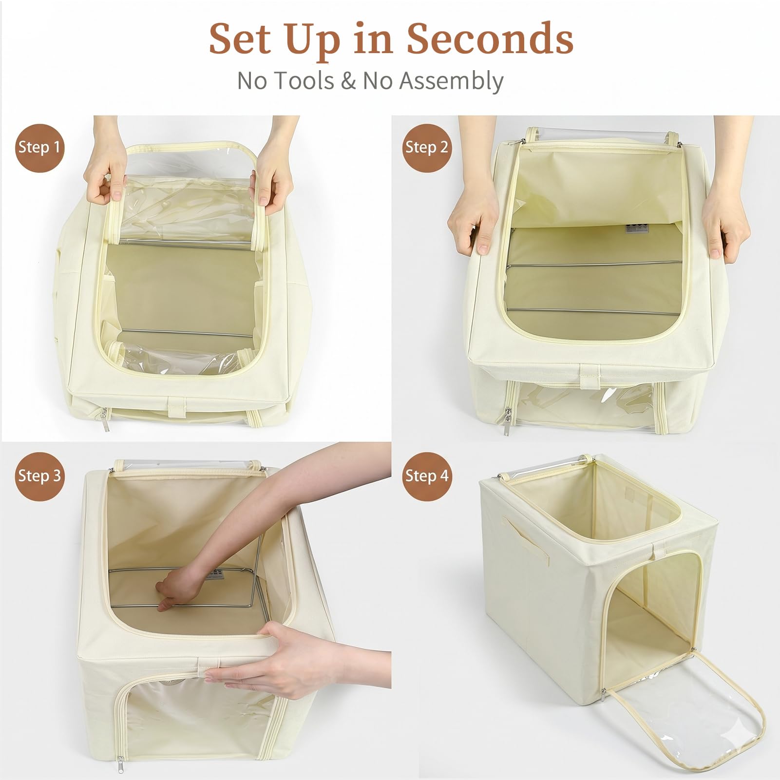 Clothes Storage Bins with Metal Frame for Closet Organization