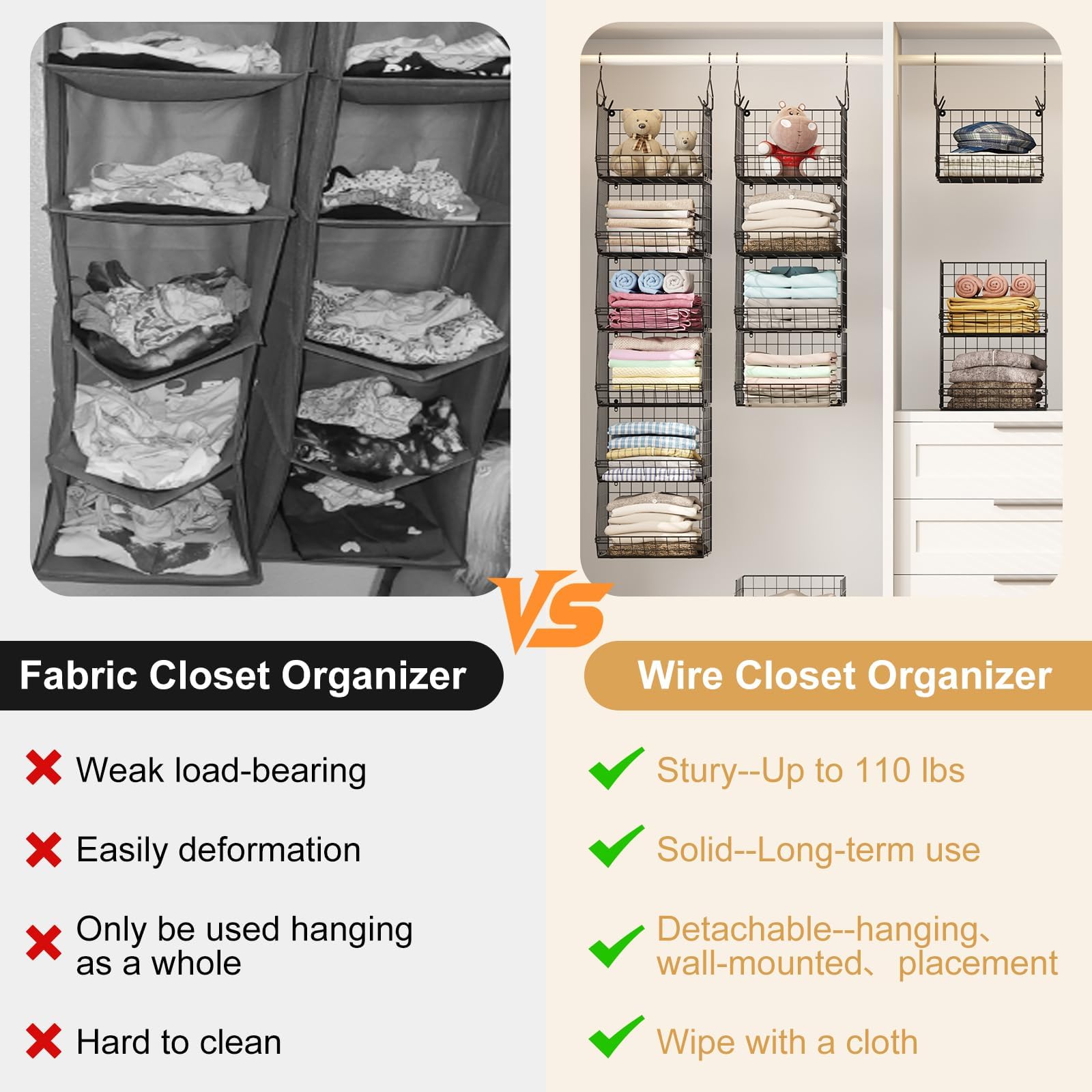 Eight Tier Hanging Closet Organizer with Wire