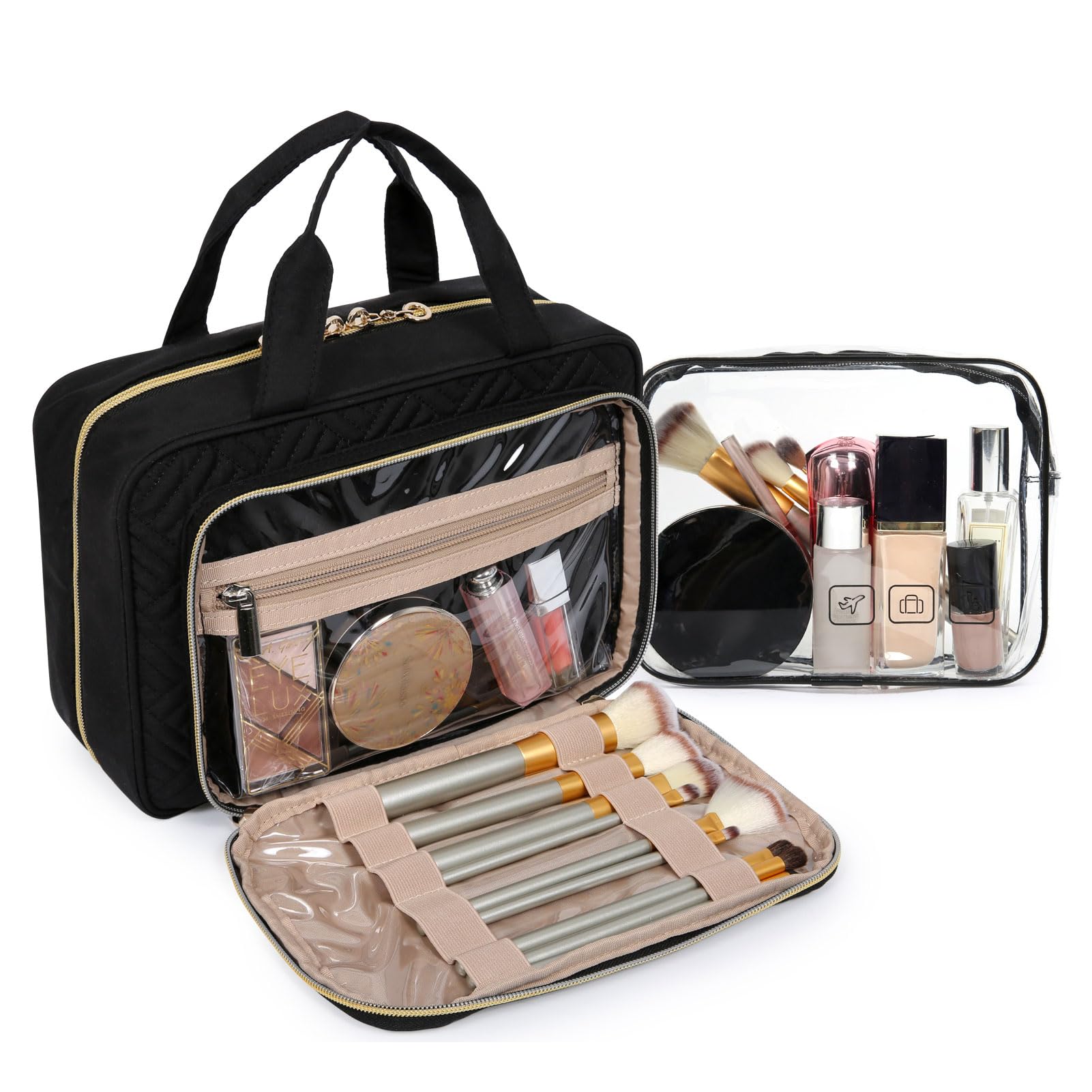 Hanging Travel Toiletry and Makeup Organizer with Transparent Cosmetic Bag