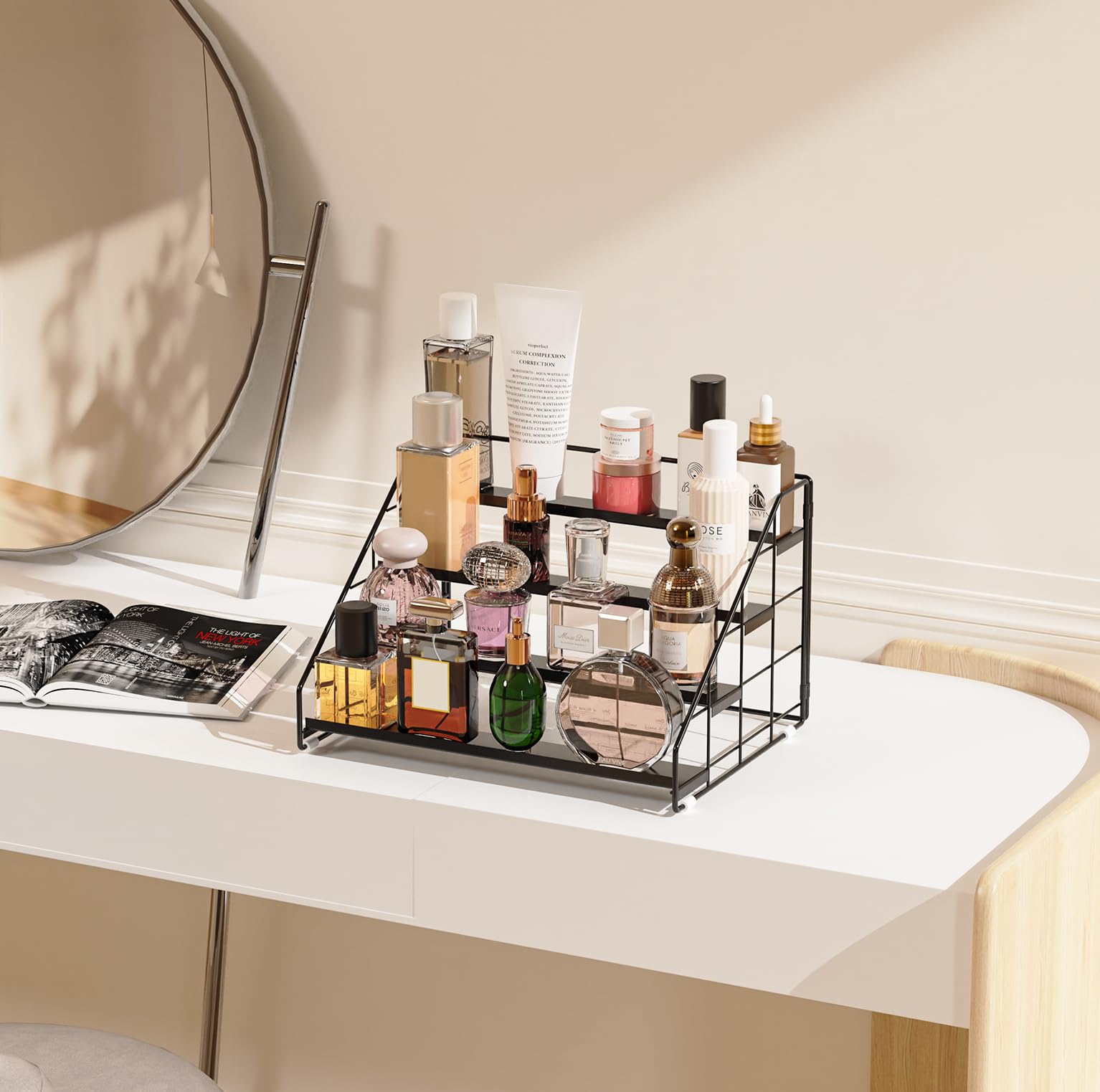 Adjustable Four Tier Spice Rack Organizer for Kitchen Cabinets