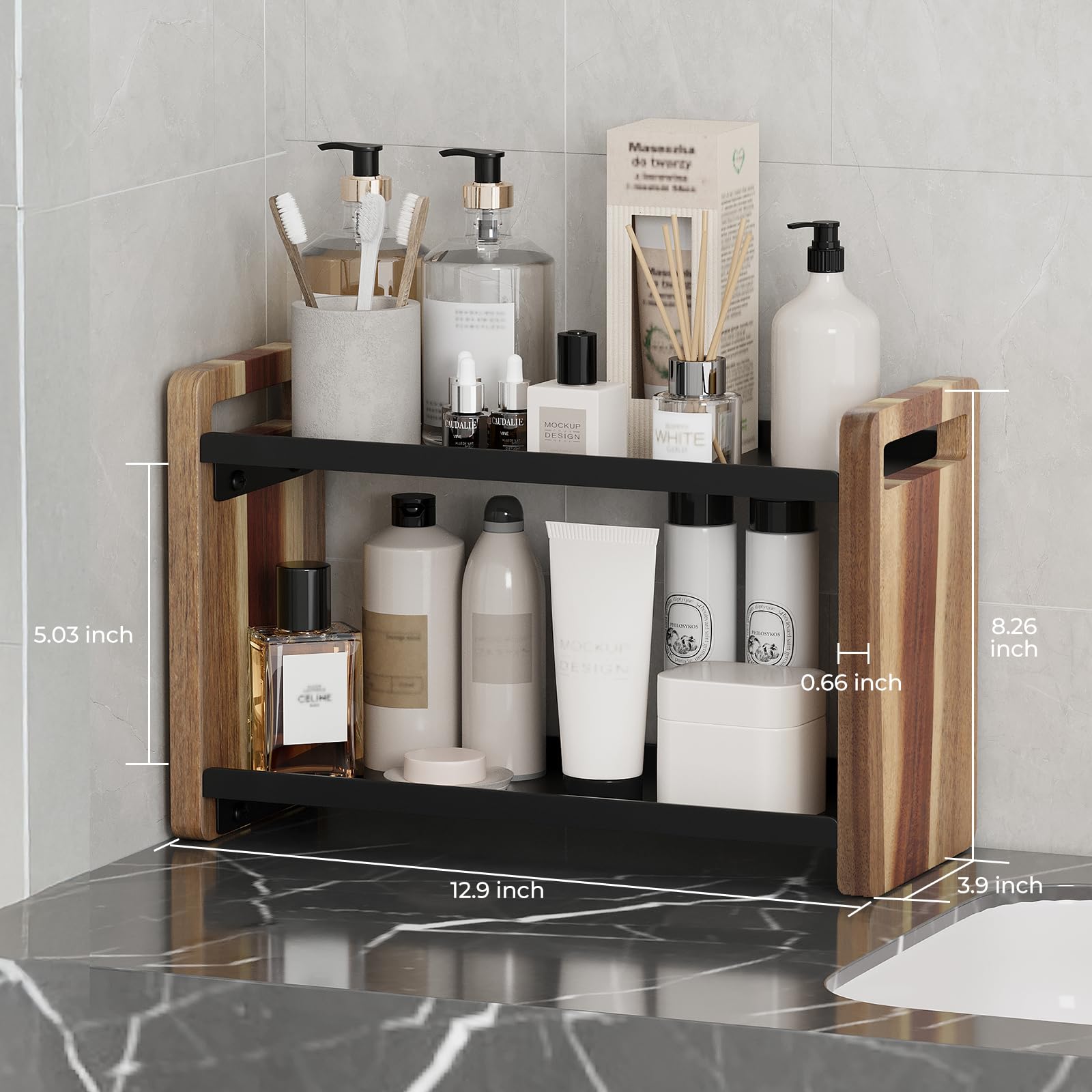Bathroom Countertop Under Sink and Cabinet Spice Rack Organizer