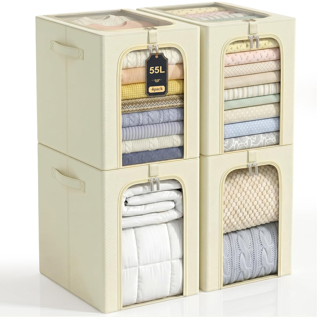 Clothes Storage Bins with Metal Frame for Closet Organization