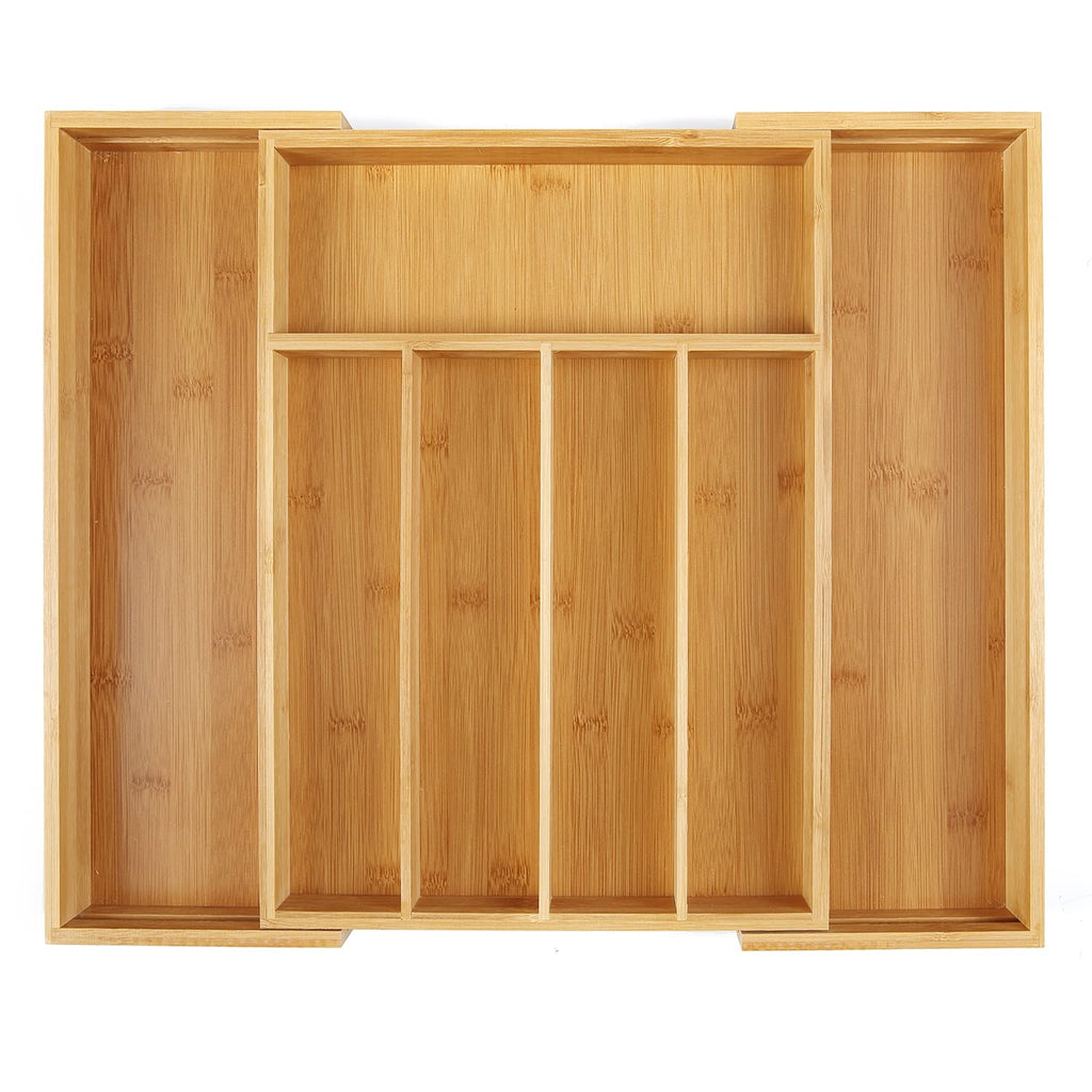 Expandable Bamboo Kitchen Drawer Organizer for Utensils and Cutlery