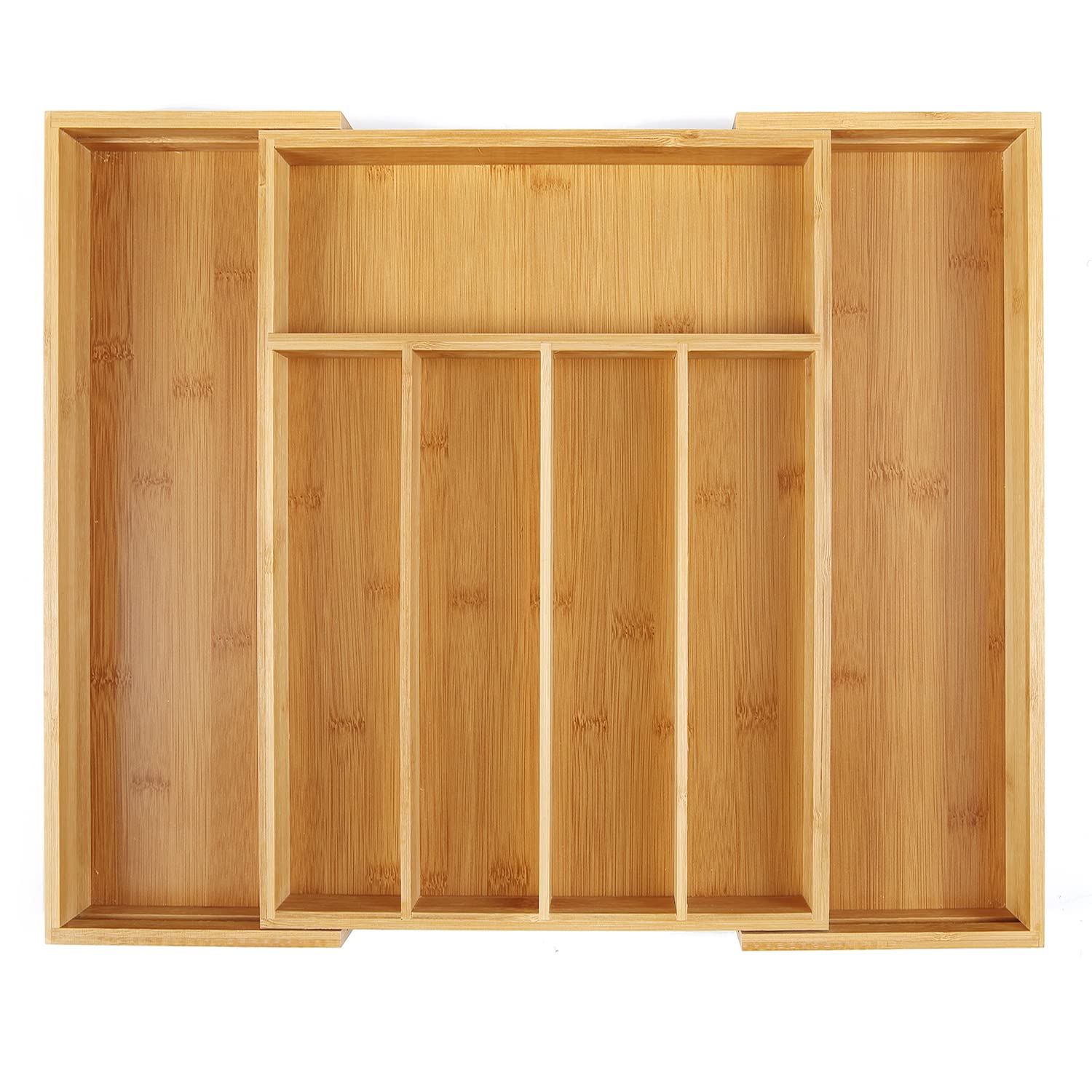 Expandable Bamboo Kitchen Drawer Organizer for Utensils and Cutlery