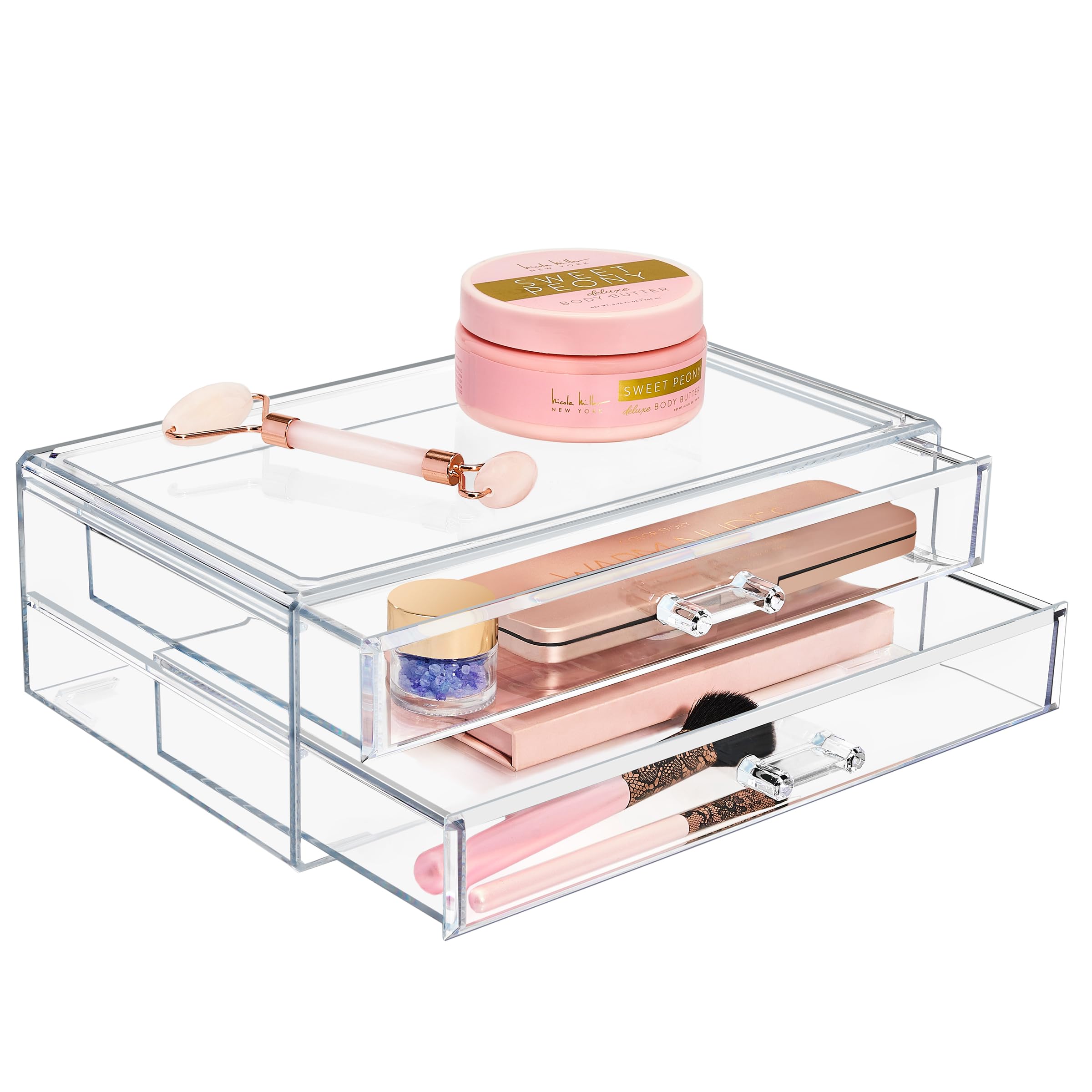 Large Clear Detachable Makeup and Jewelry Organizer for Vanity