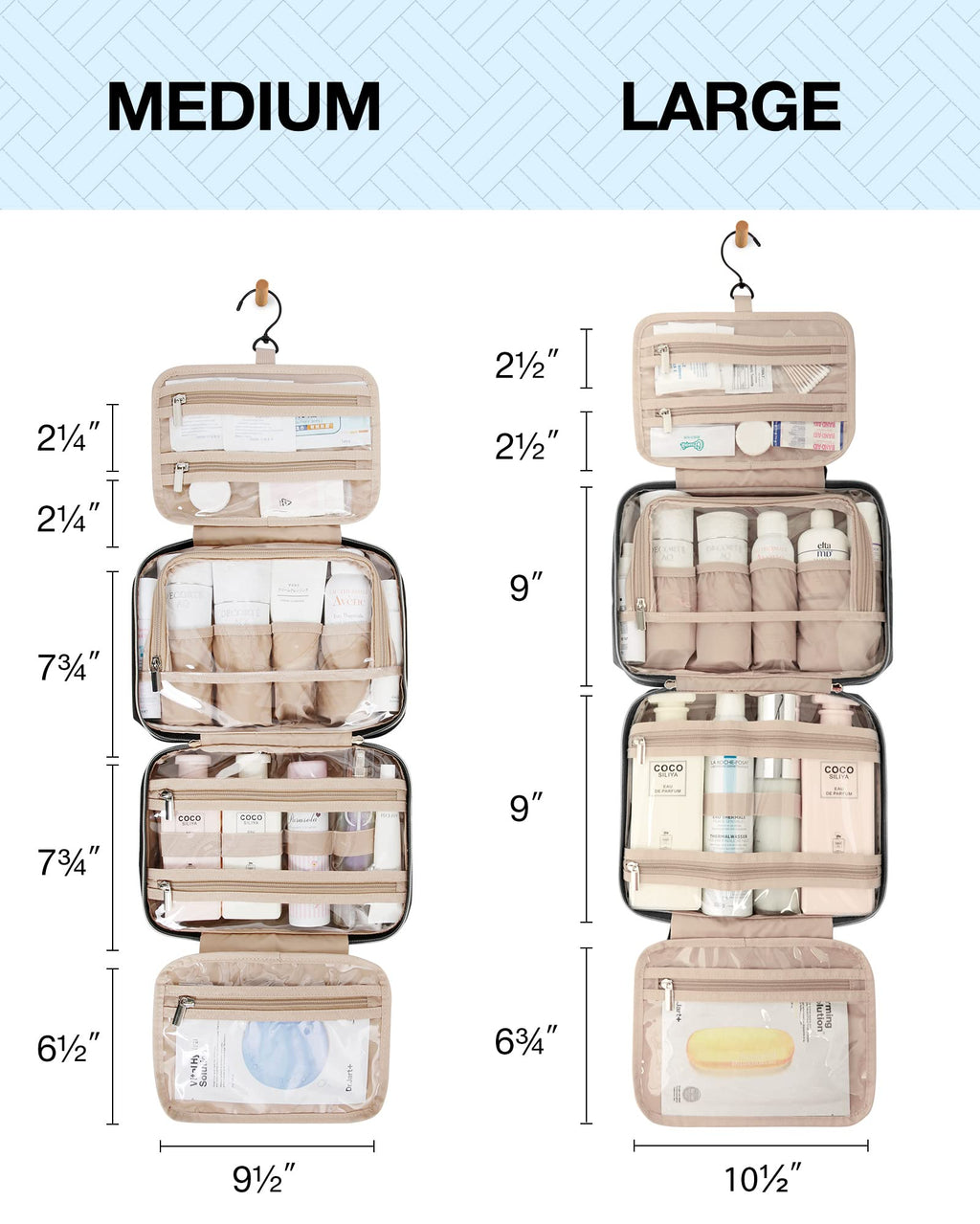 Hanging Travel Toiletry and Makeup Organizer with Transparent Cosmetic Bag