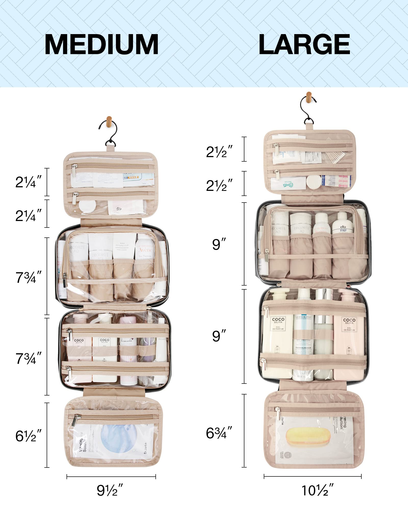Hanging Travel Toiletry and Makeup Organizer with Transparent Cosmetic Bag