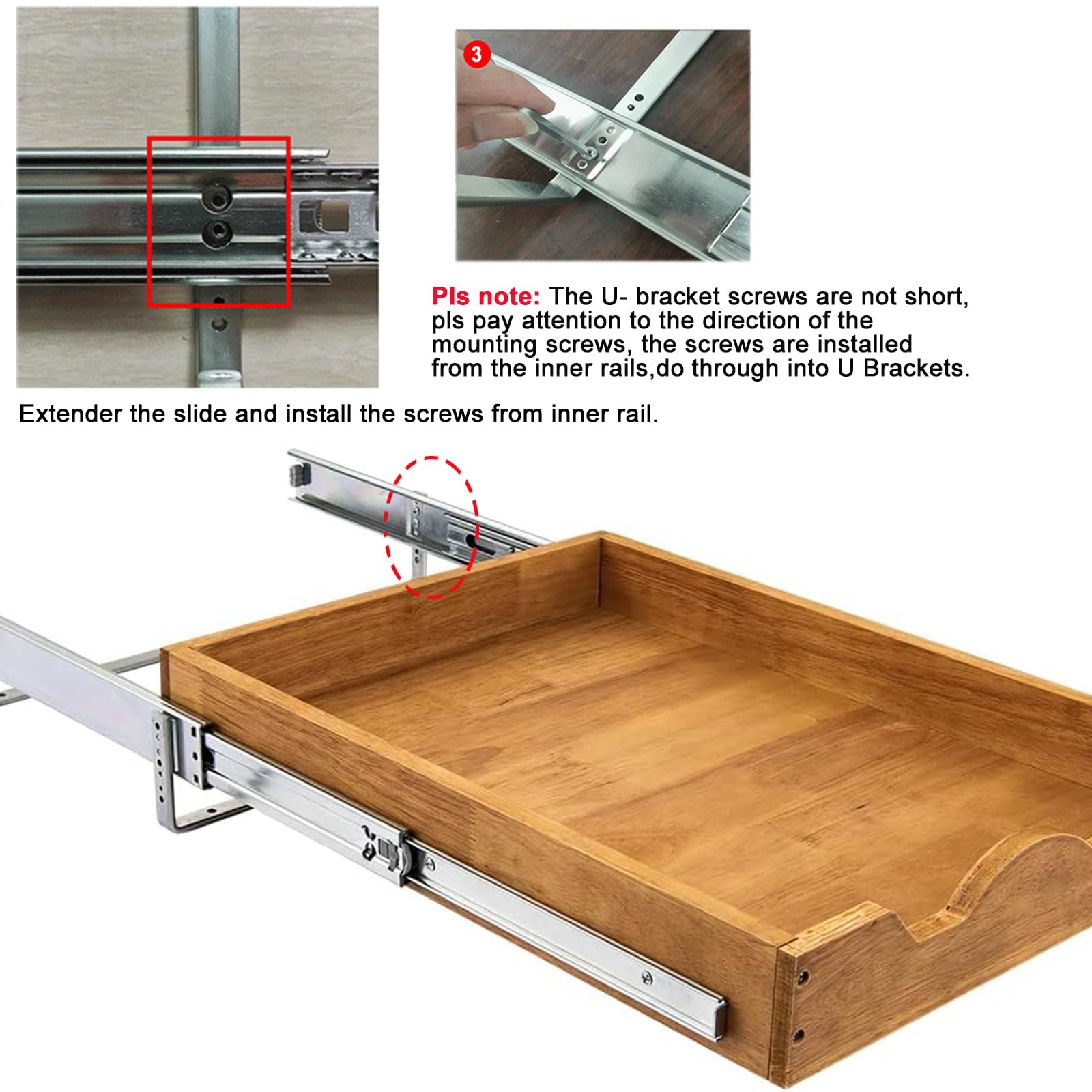 Two Tier Pull Out Cabinet Organizer with Wood Drawer