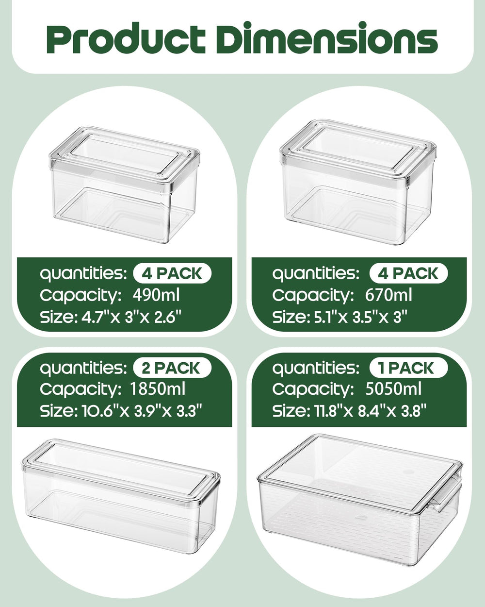 Stackable Refrigerator Storage Organizer Bins