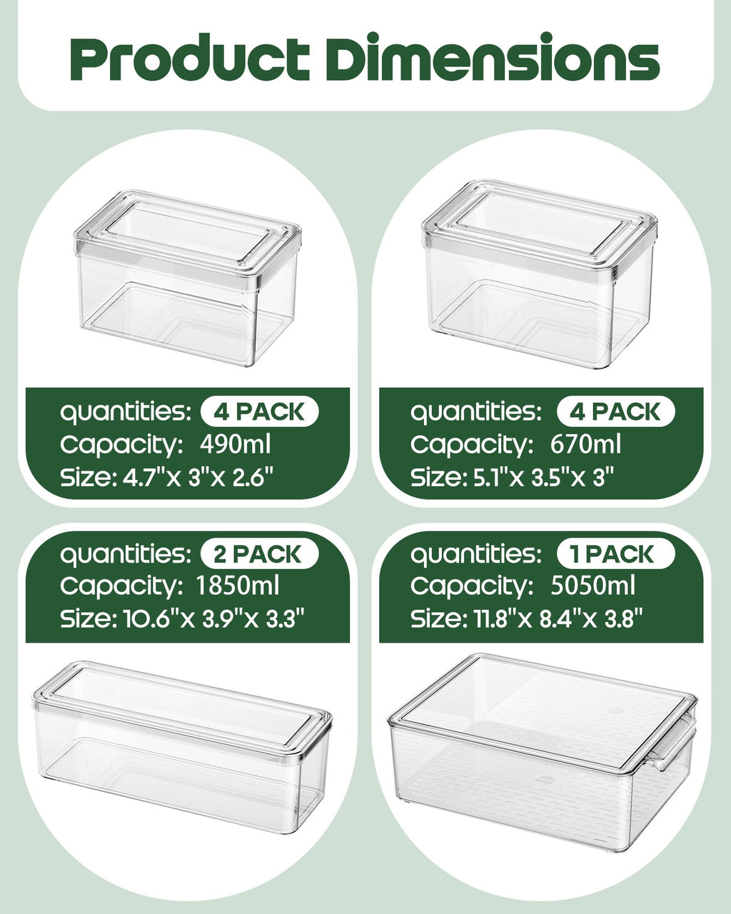 Stackable Refrigerator Storage Organizer Bins