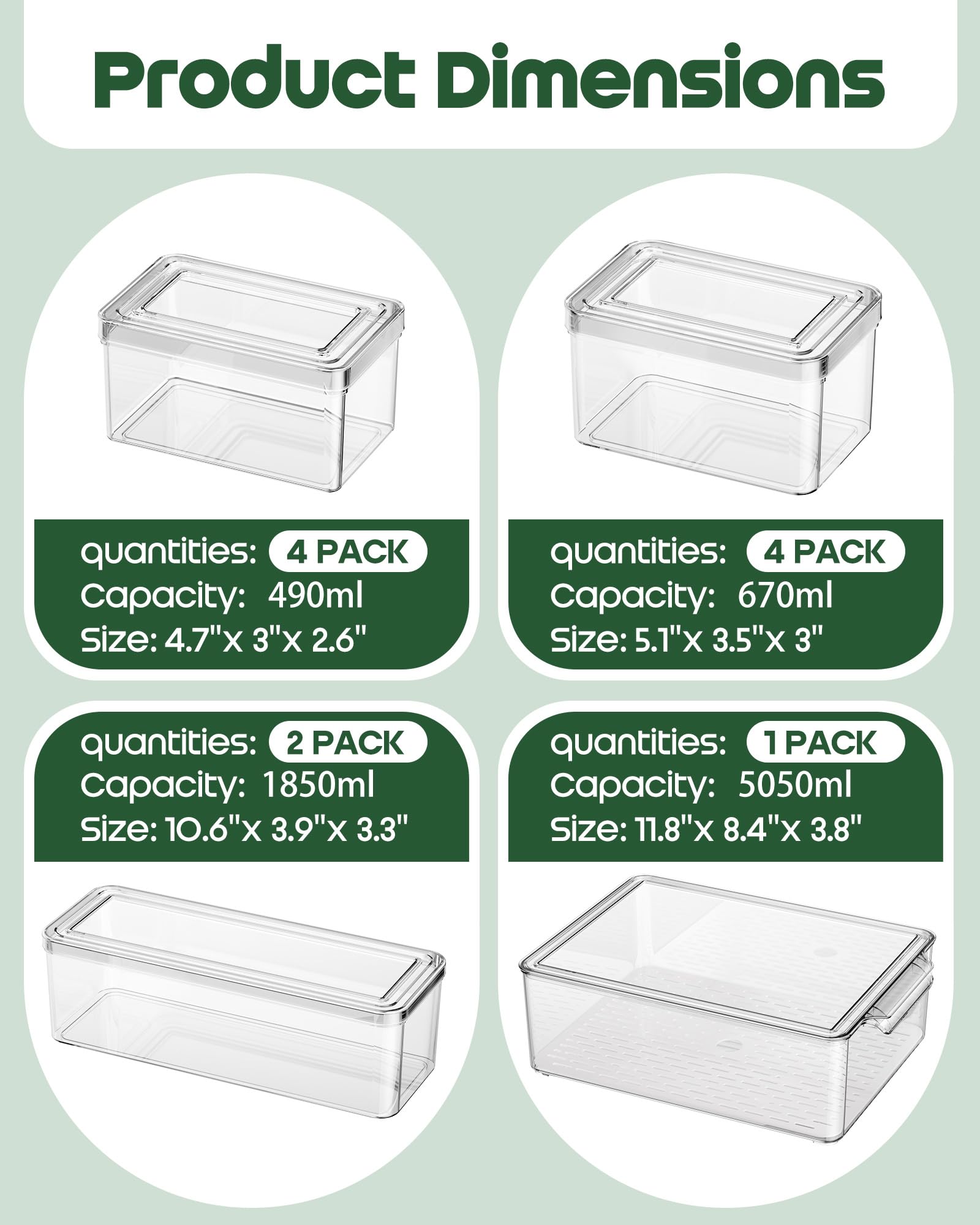 Stackable Refrigerator Storage Organizer Bins