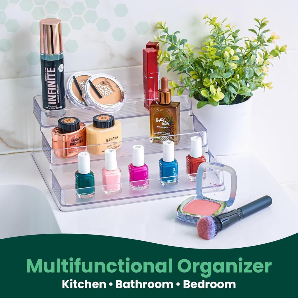 Clear Three Tier Acrylic Spice Rack Organizer for Kitchen Cabinet
